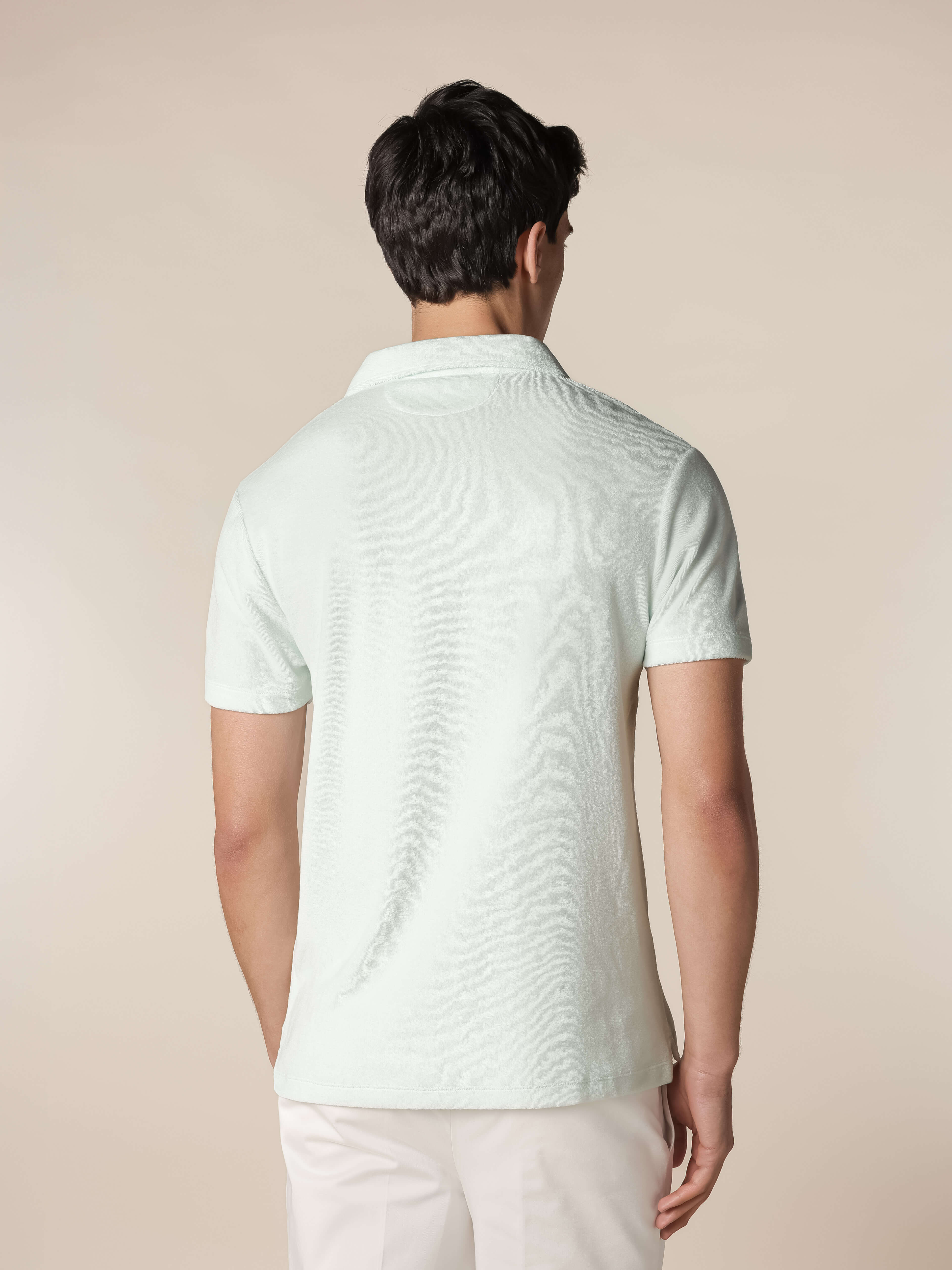 Light Aqua Terry Towelling Polo Shirt