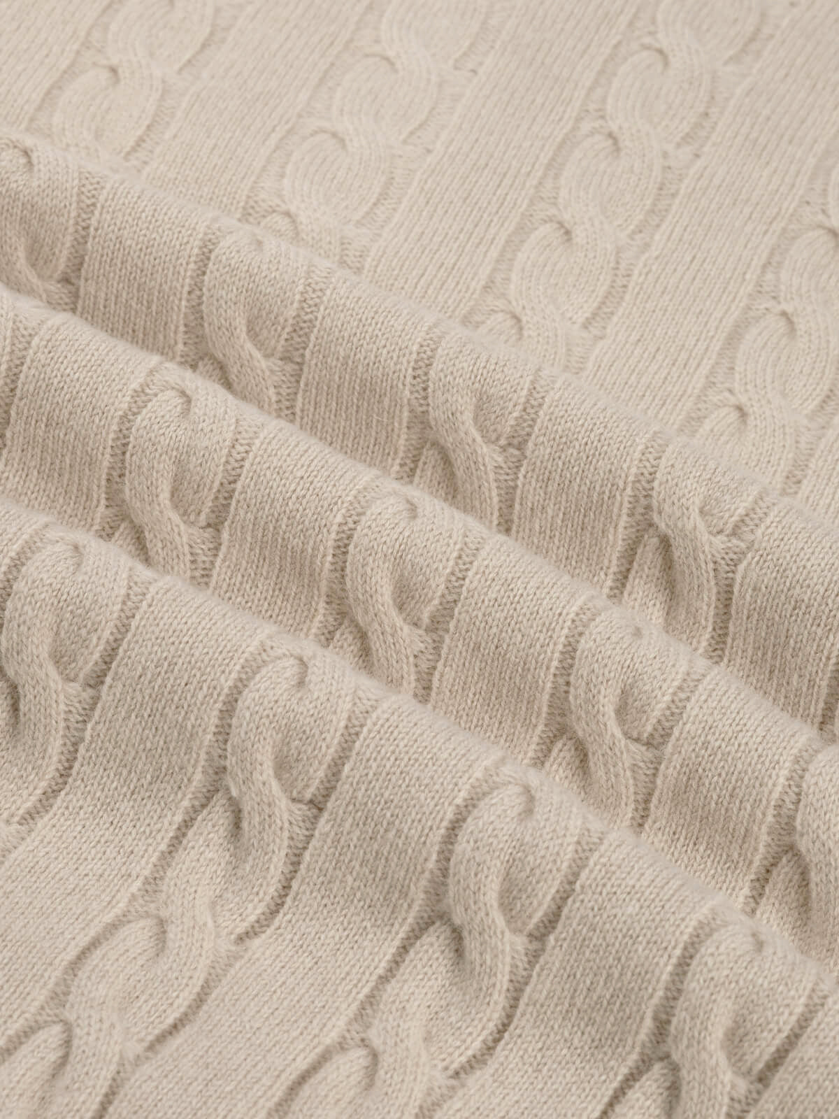 Zipper Cable Sweater Light Beige