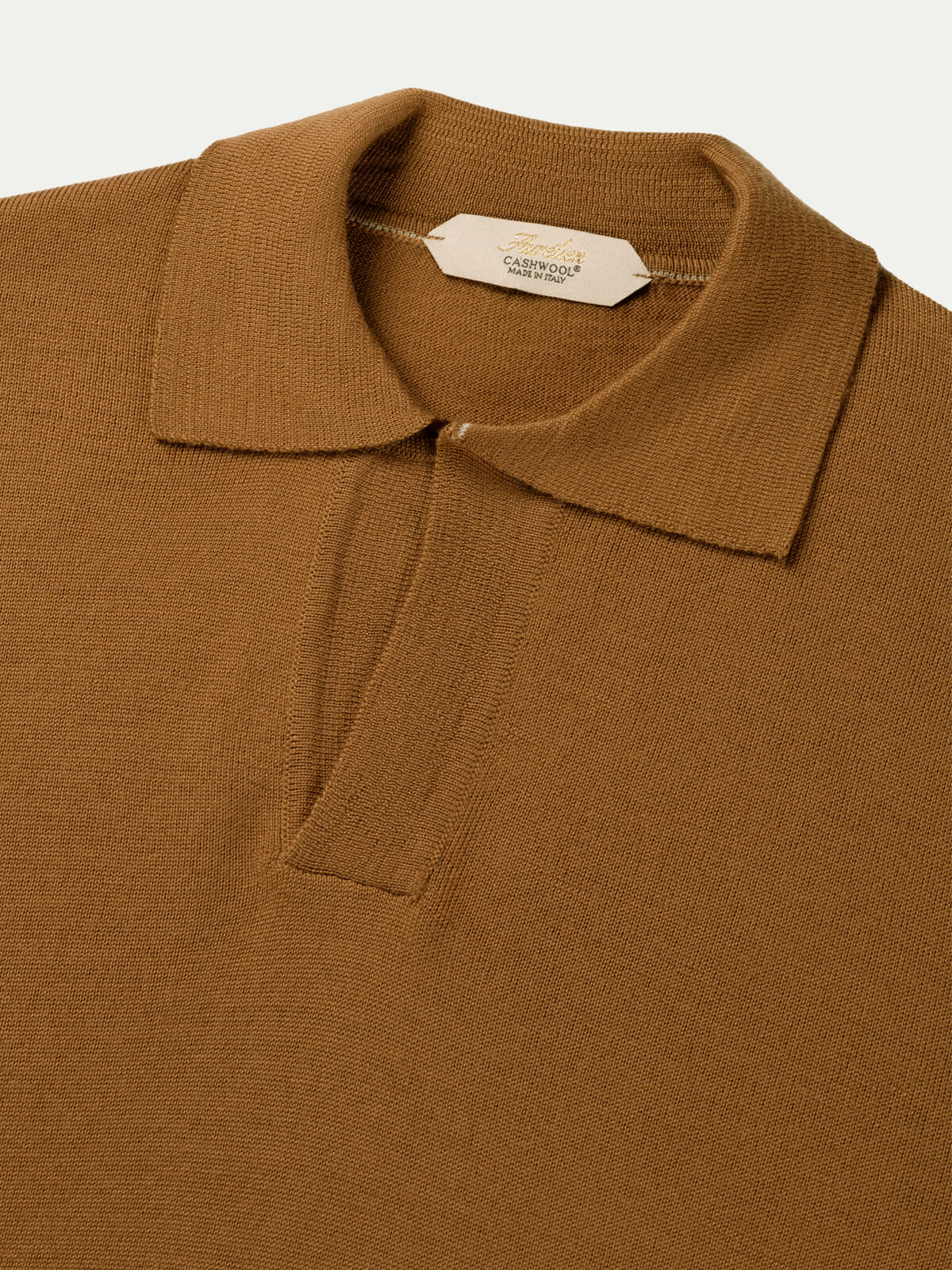 Extrafine Merino Buttonless Polo Saffron