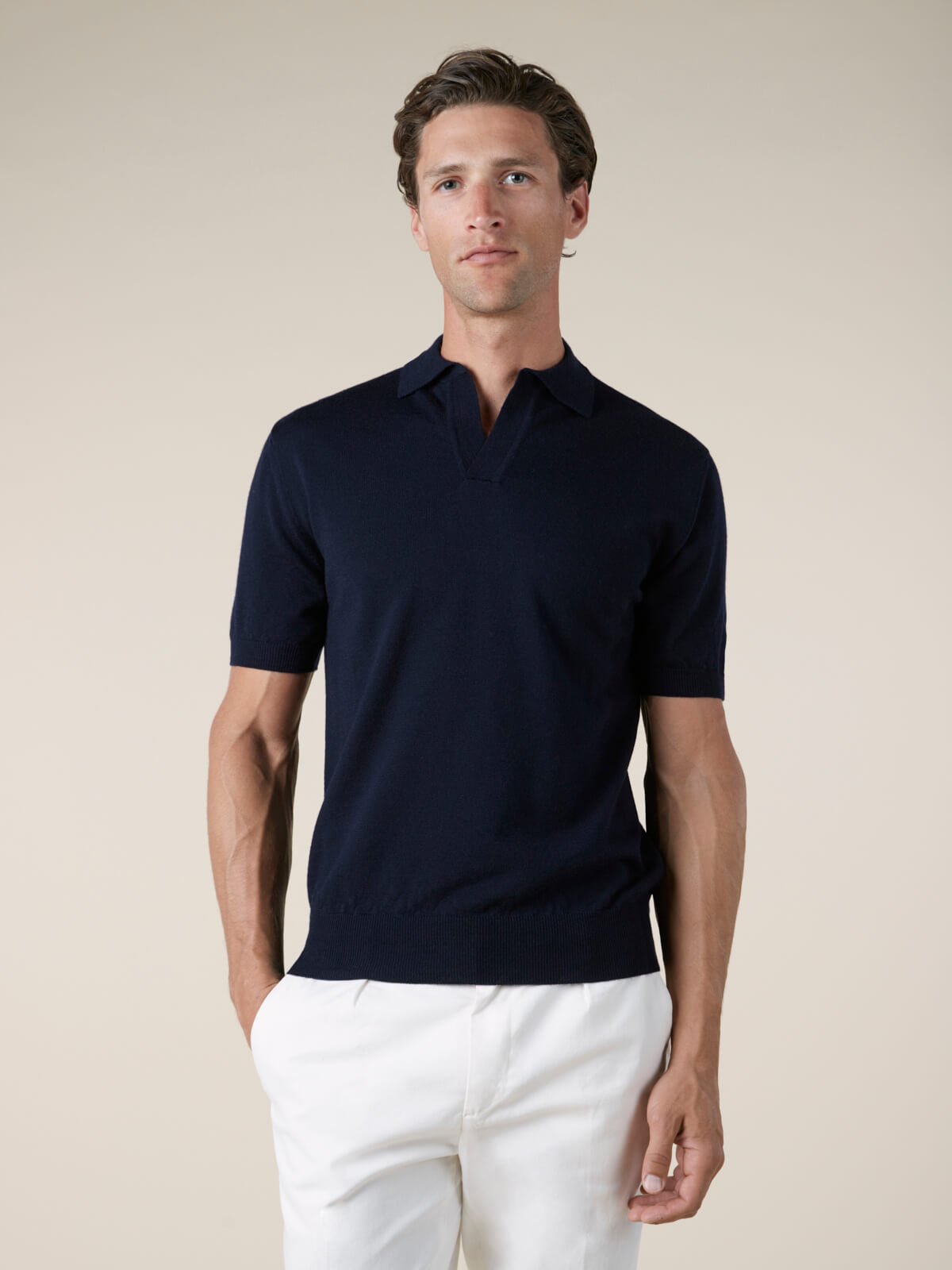 Shortsleeve Buttonless Polo Navy