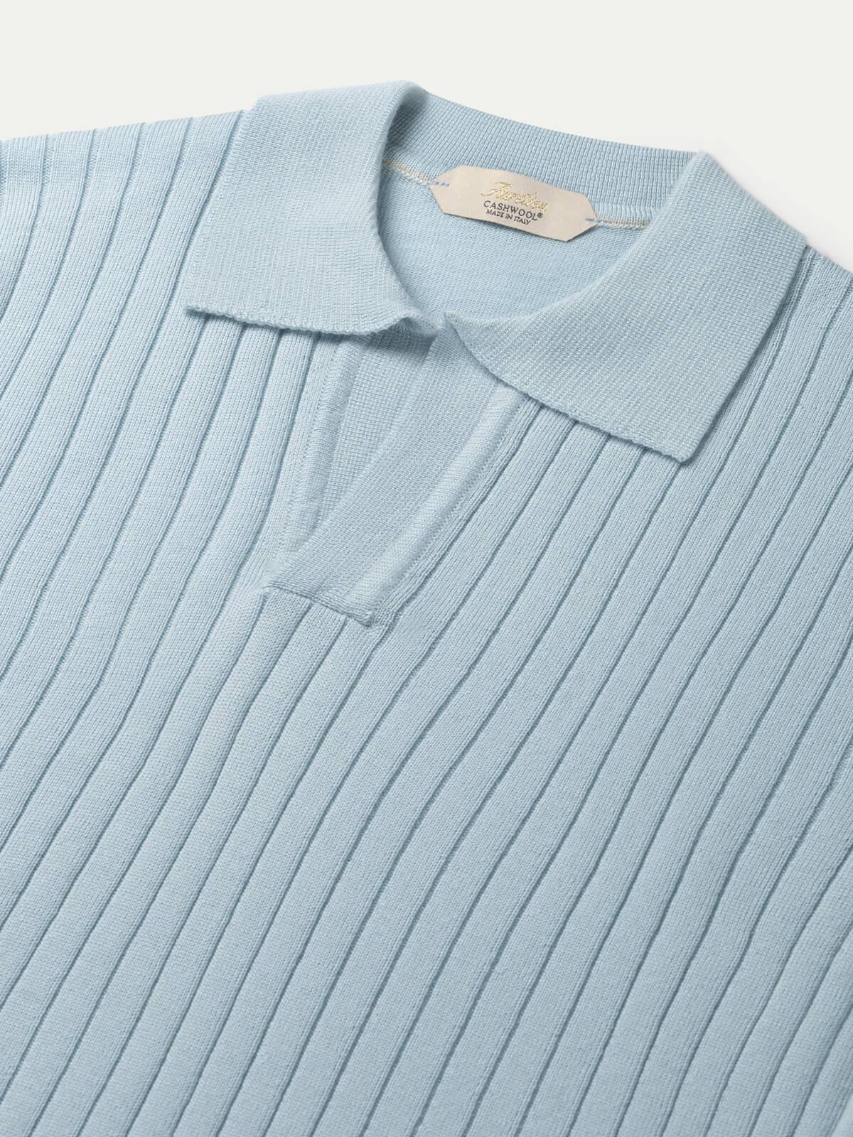 Shortsleeve Buttonless Ribbed Polo Cool Blue