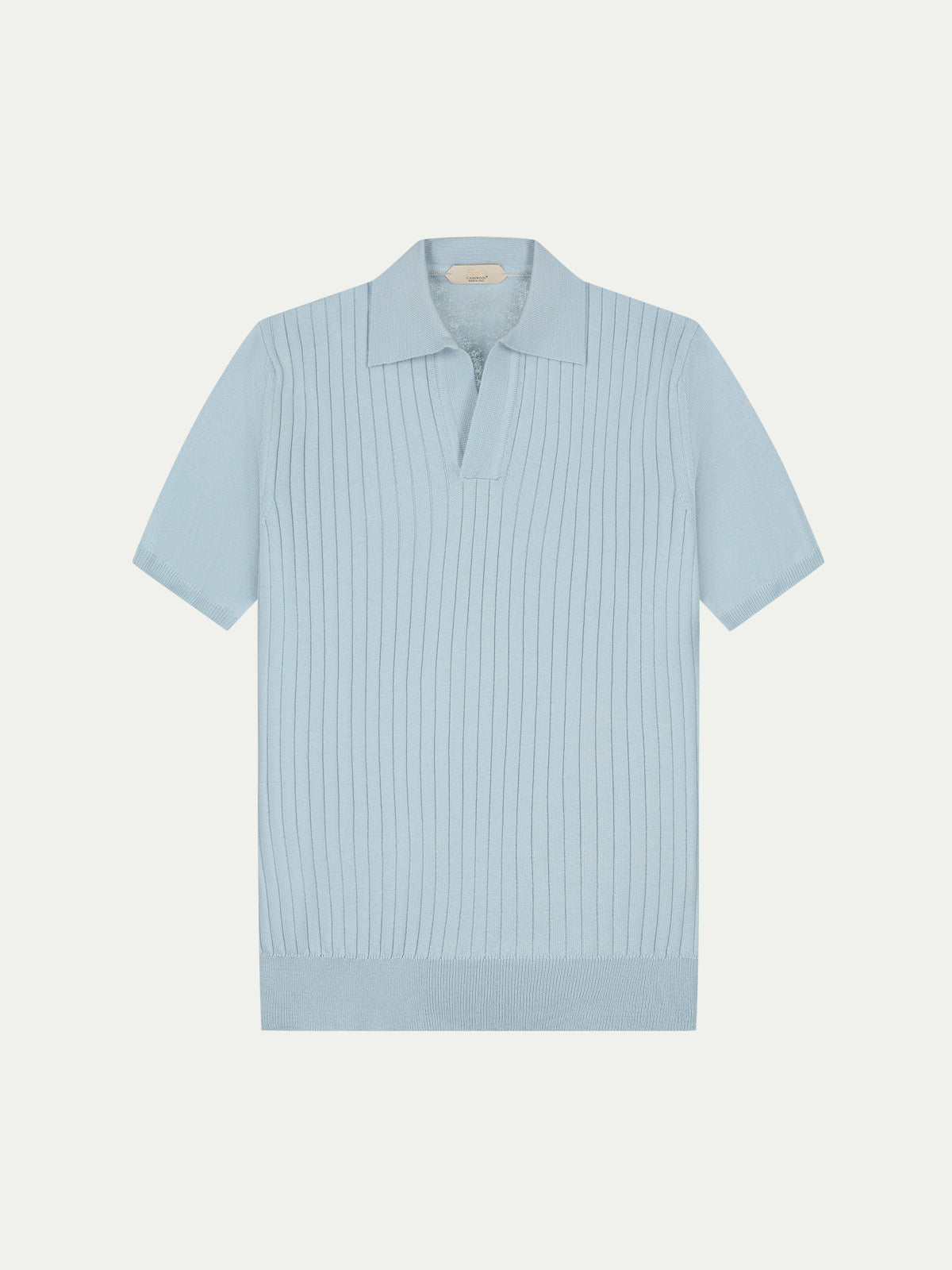 Shortsleeve Buttonless Ribbed Polo Cool Blue