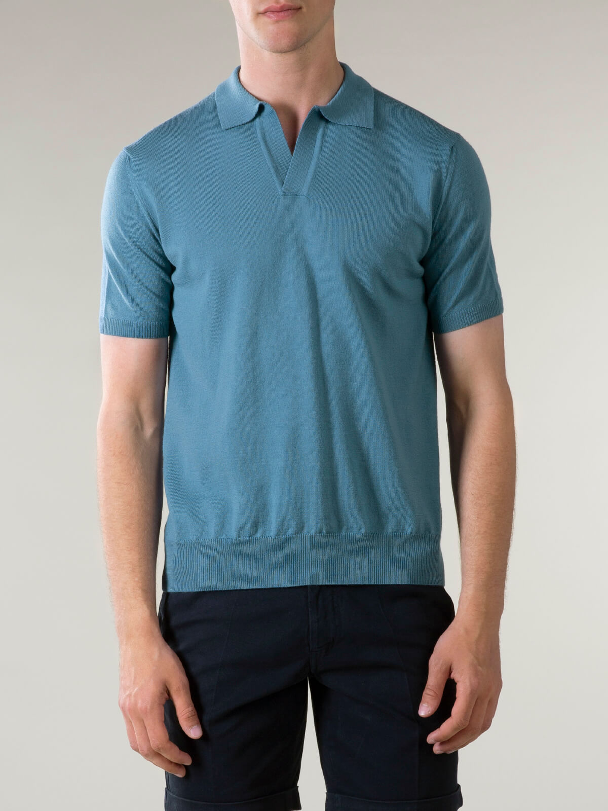Shortsleeve Buttonless Polo Sapphire Blue