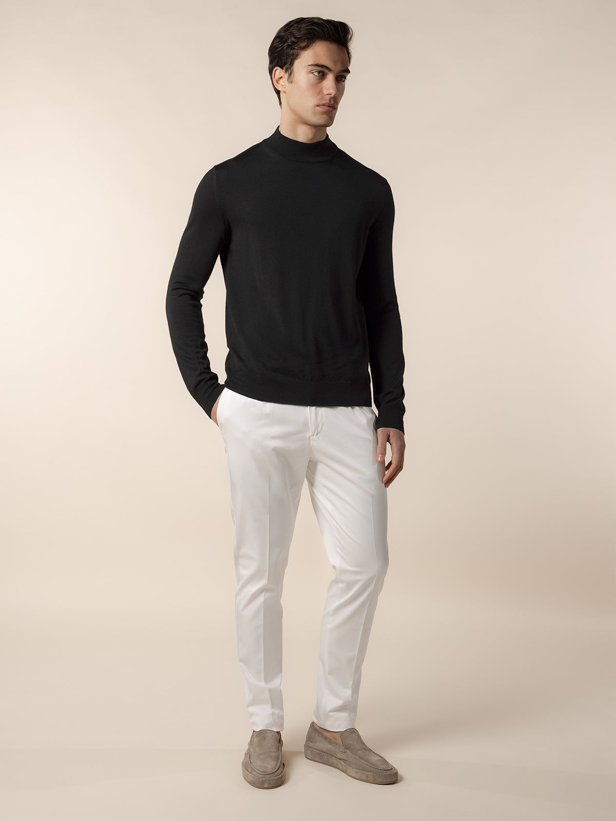 Extrafine Merino Mockneck Black