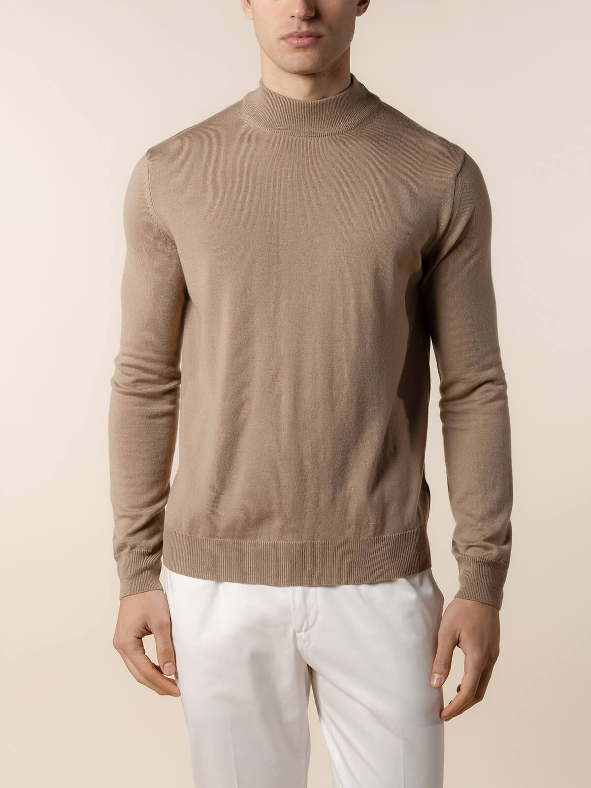 Extrafine Merino Mockneck Hazelnut