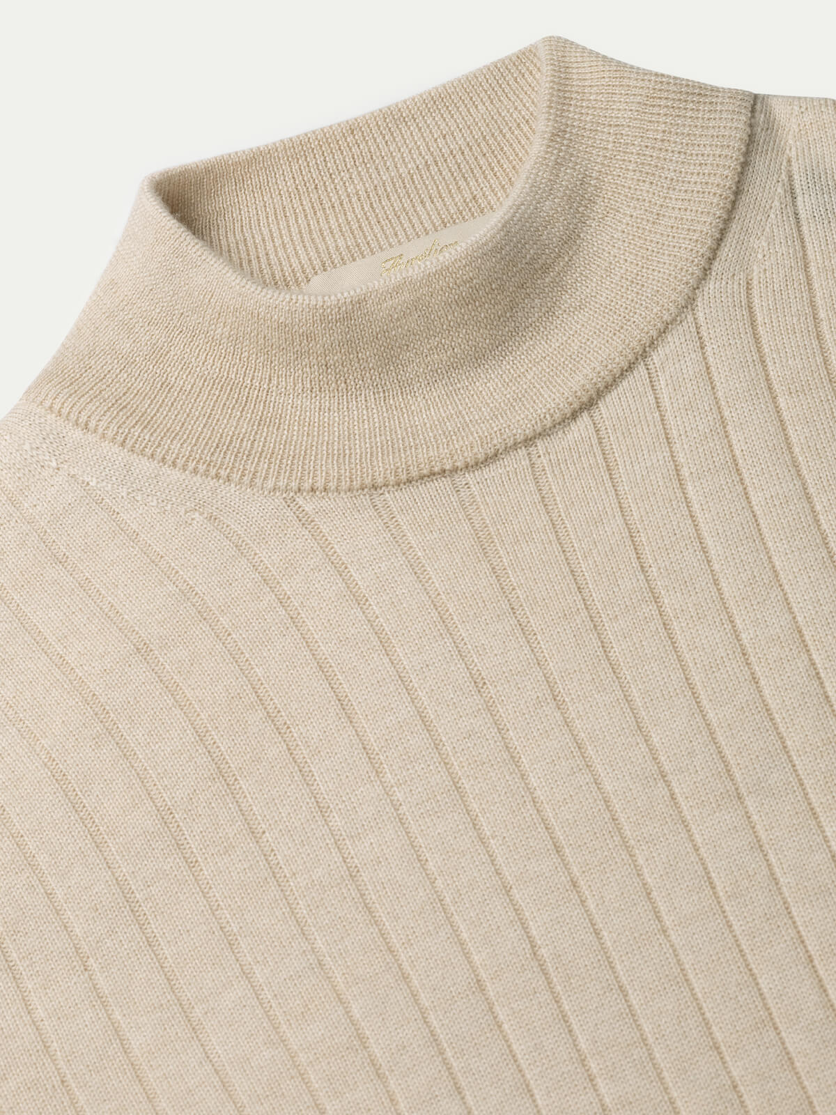 Extrafine Merino Ribbed Mockneck Light Beige