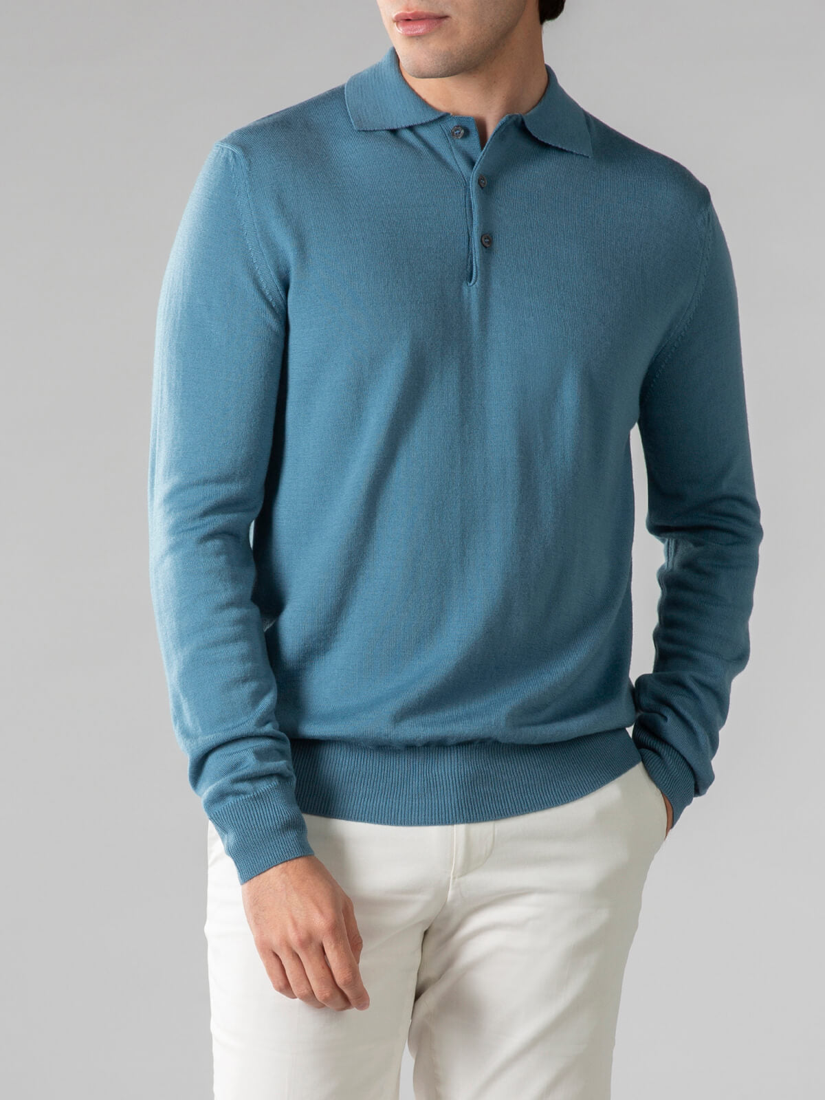 Extrafine Merino Polo Sapphire Blue Blue
