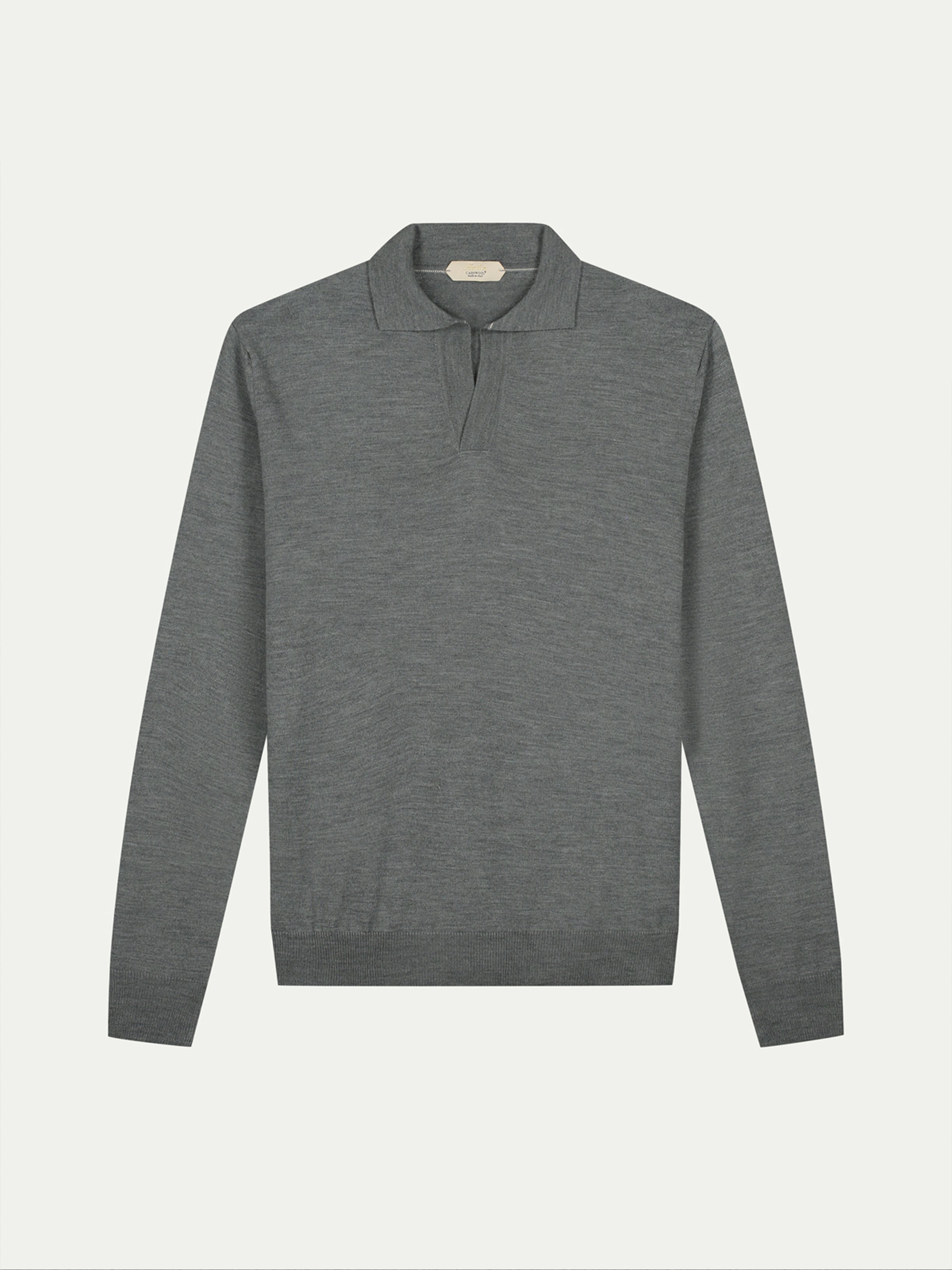Extrafine Merino Buttonless Polo Dark Grey