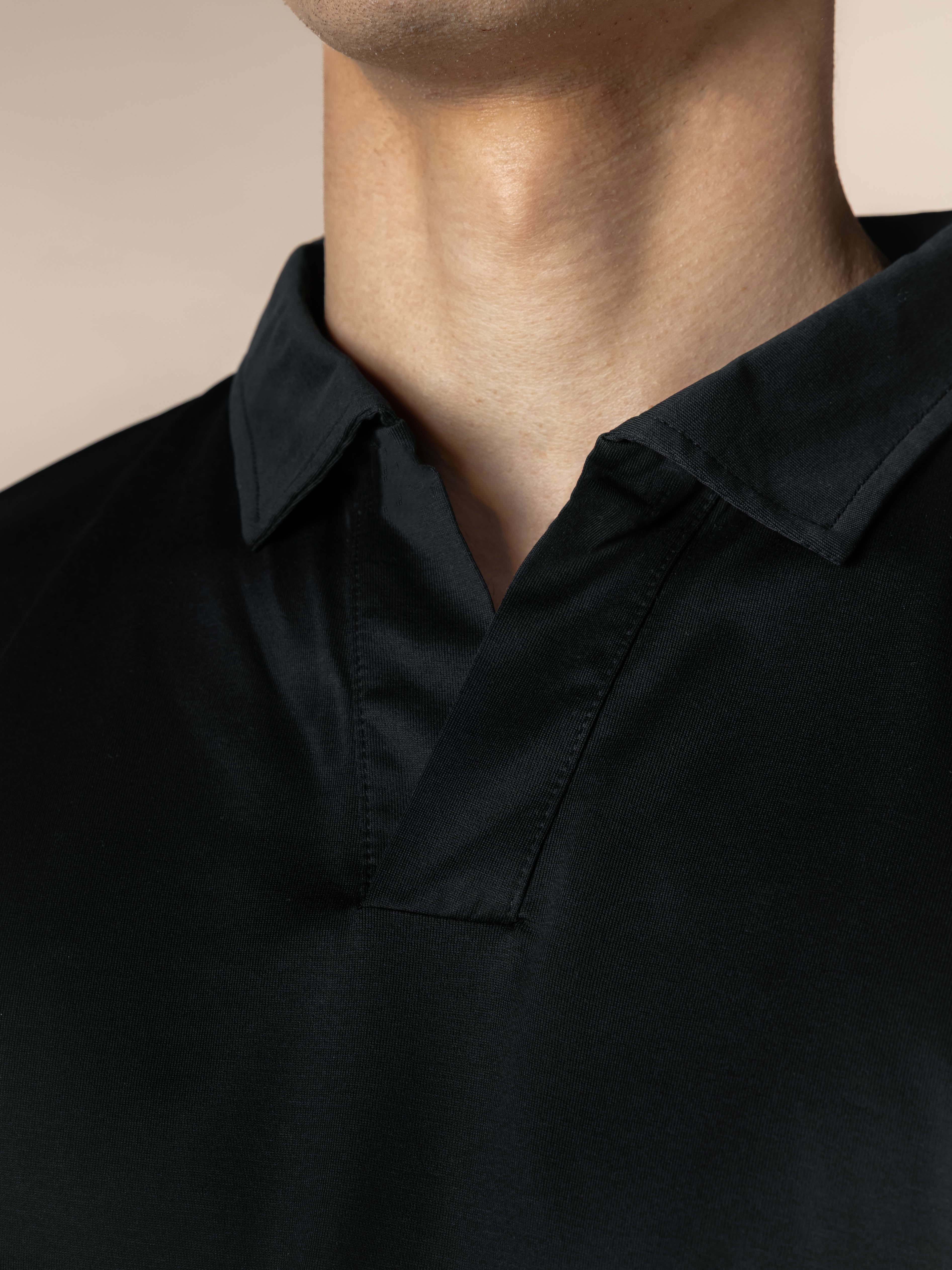 Black Buttonless Polo Shirt