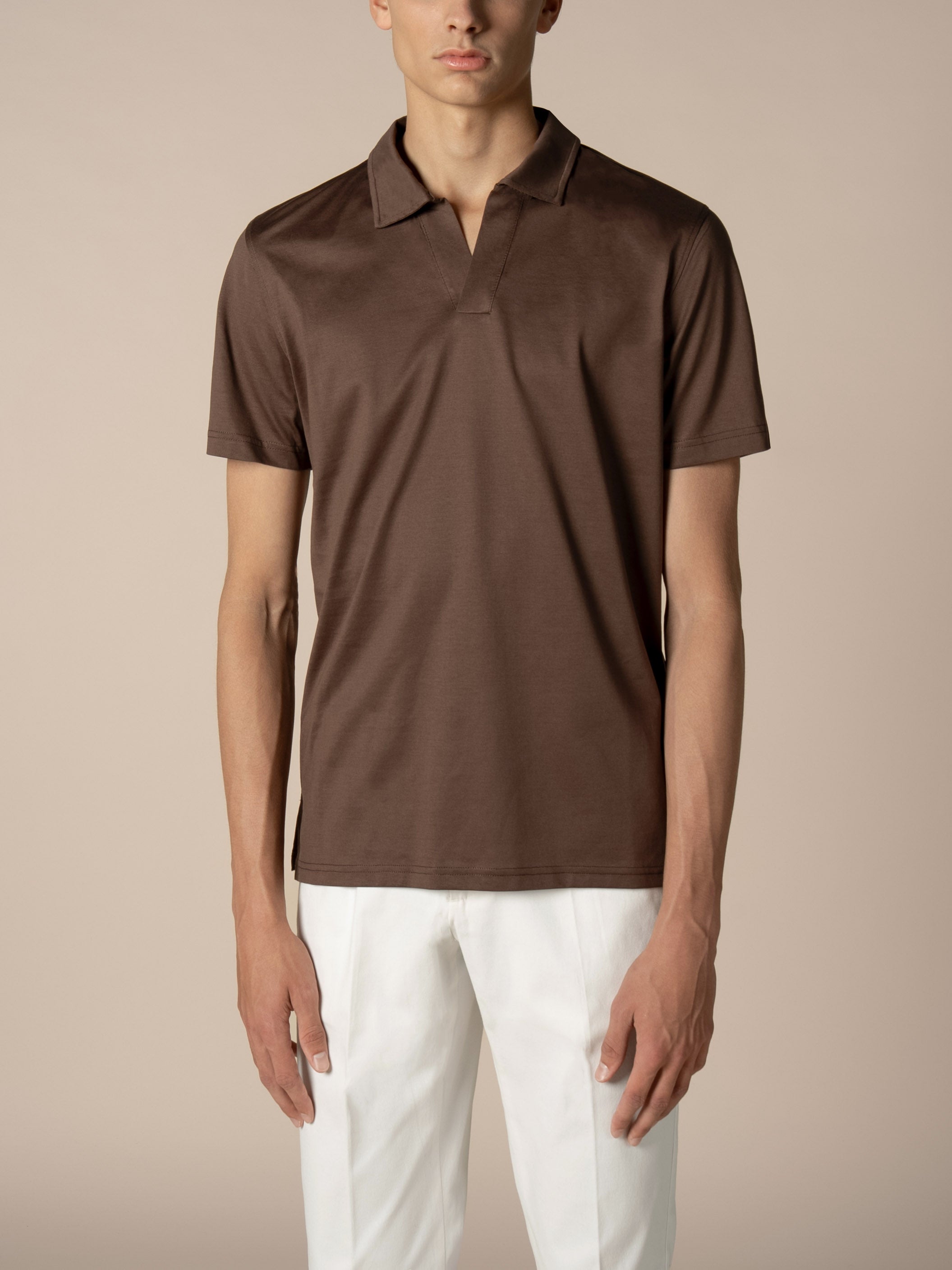Chocolate Buttonless Polo Shirt