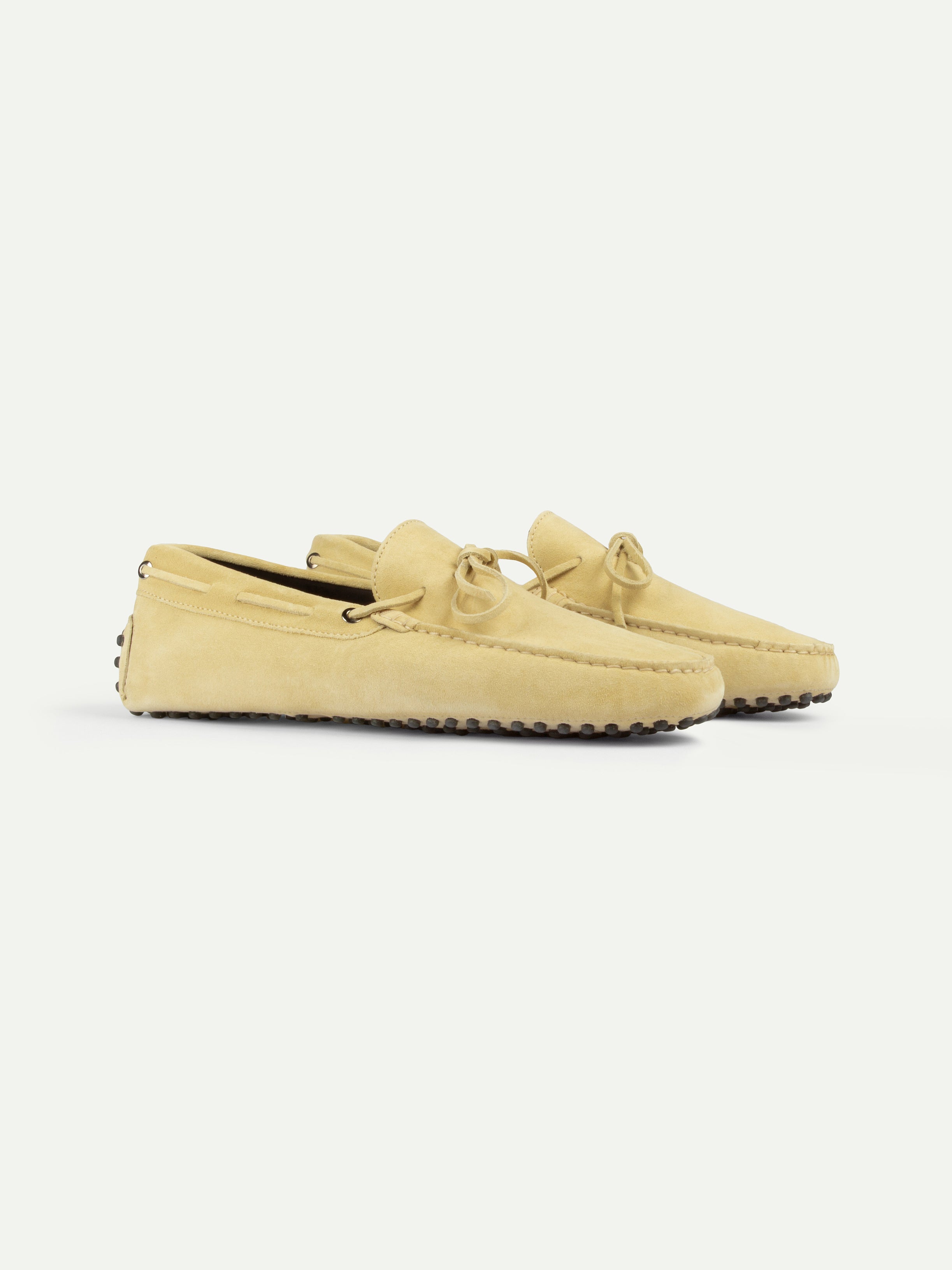 Light Yellow Suede Driving Shoes