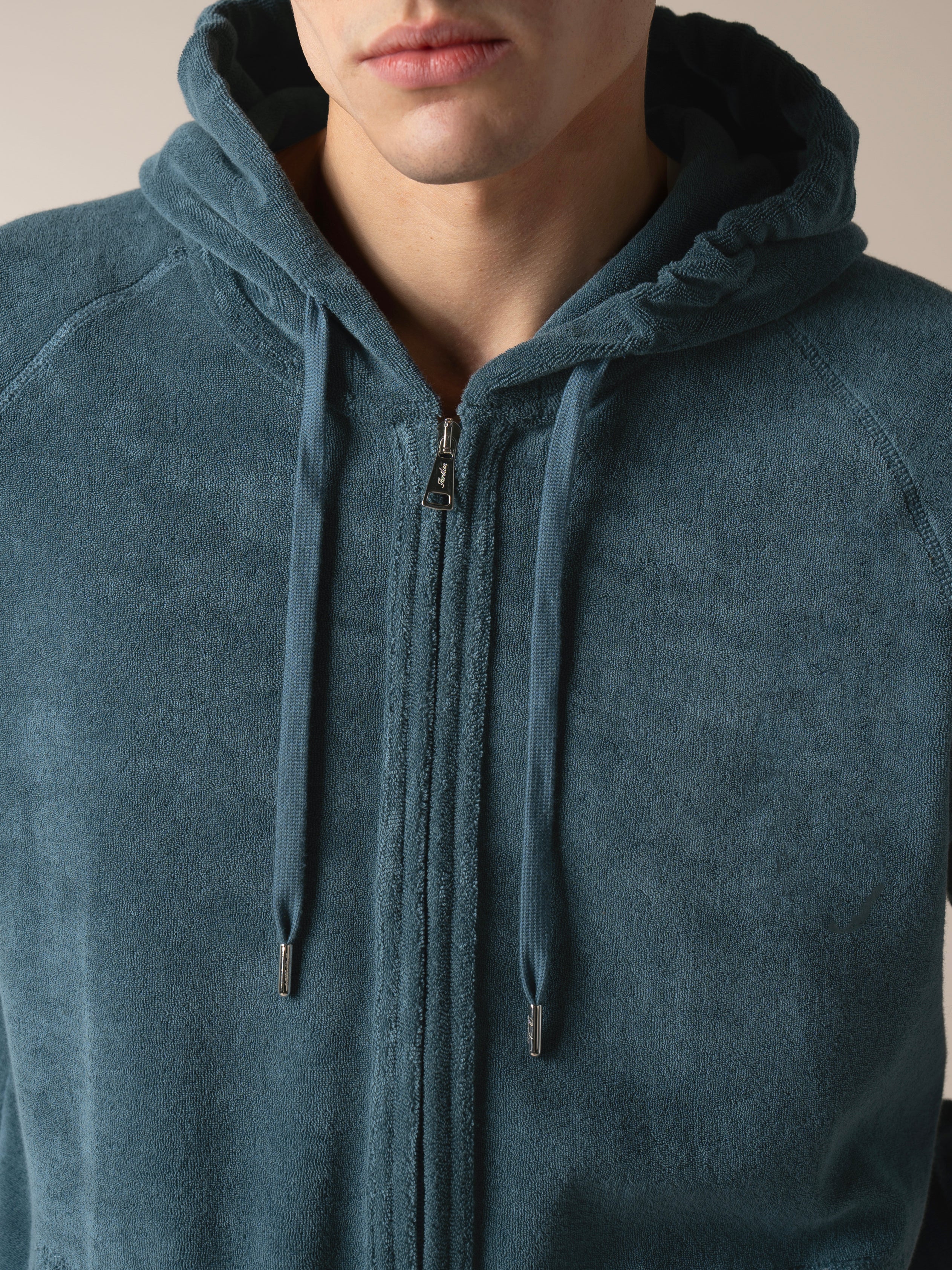 Sea Green Terry Towelling Zipper Vest