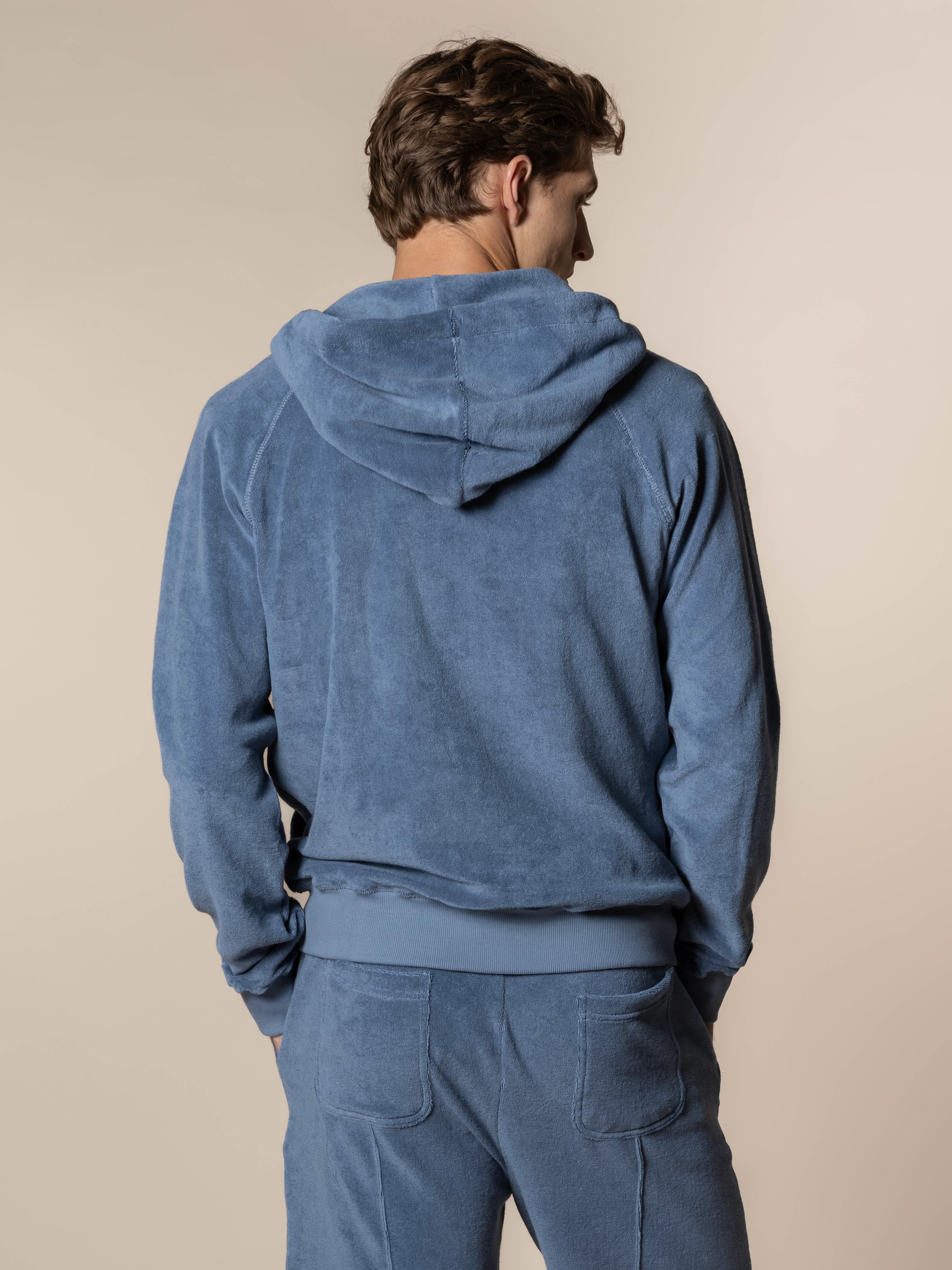 Steel Blue Terry Towelling Zipper Vest