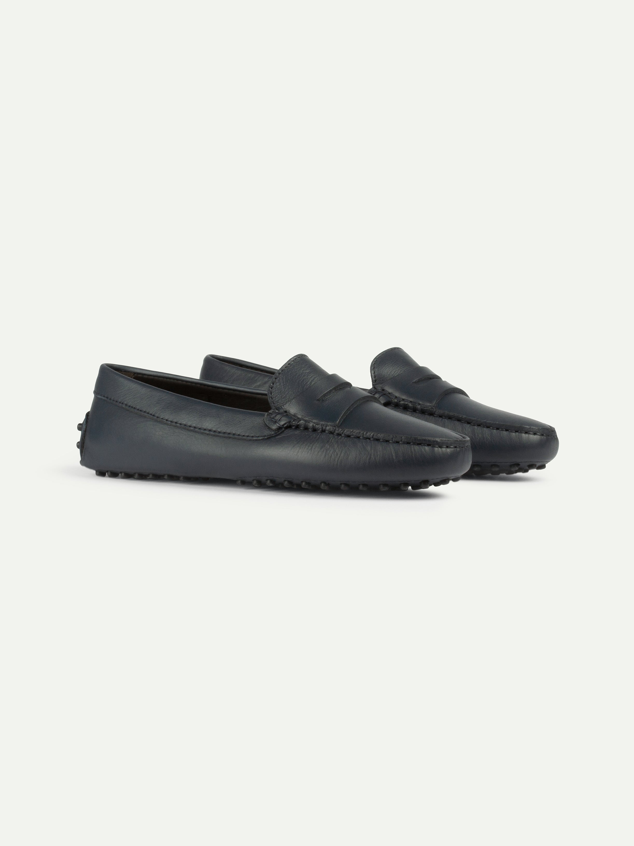Navy Leather Driving Shoes