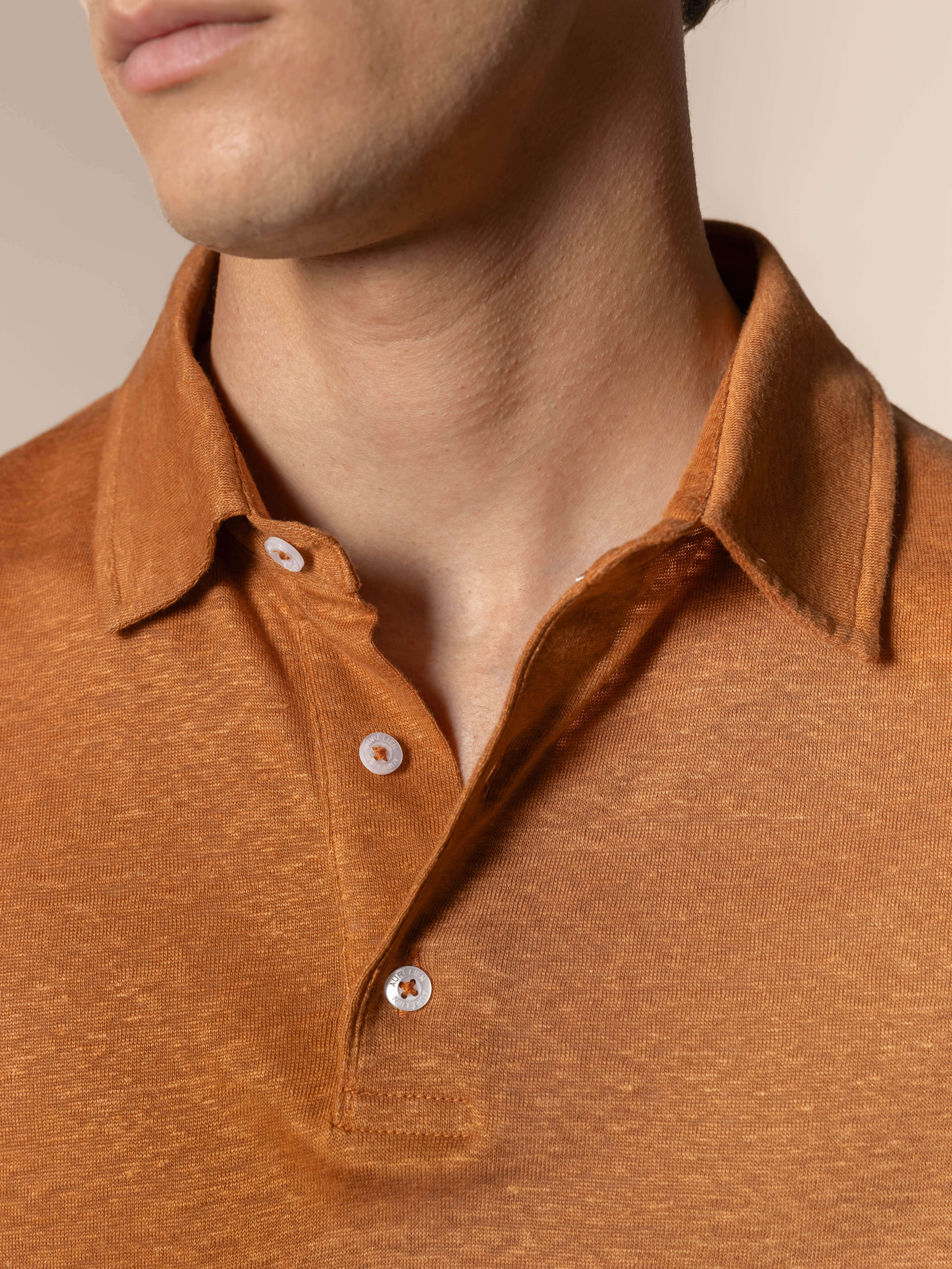Rust Linen Polo Shirt