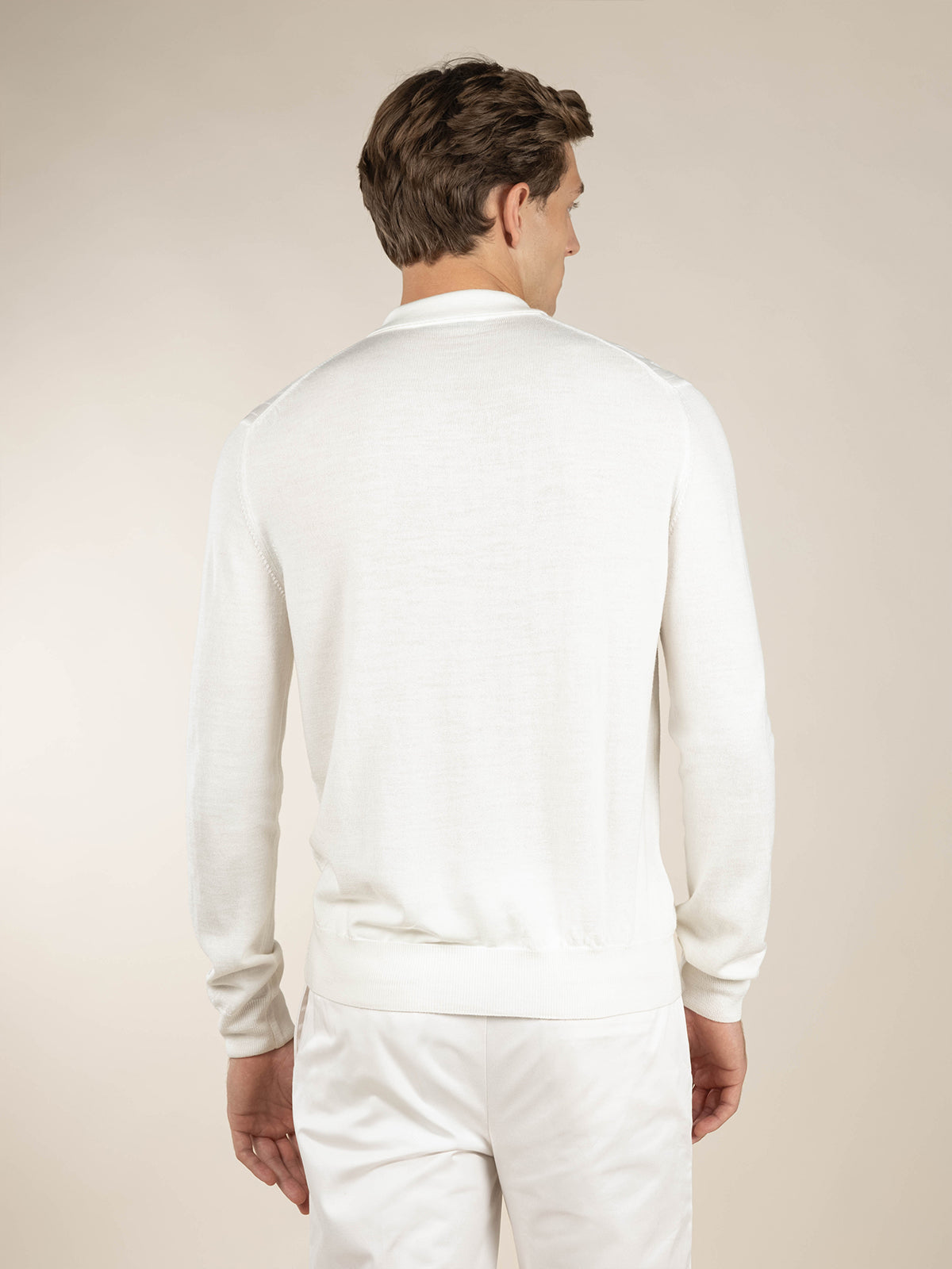 Ribbed Zipper Polo Ivory