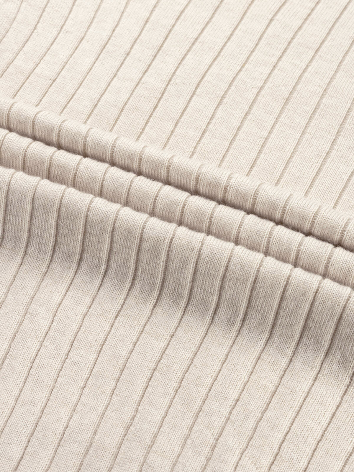 Ribbed Zipper Polo Light Beige