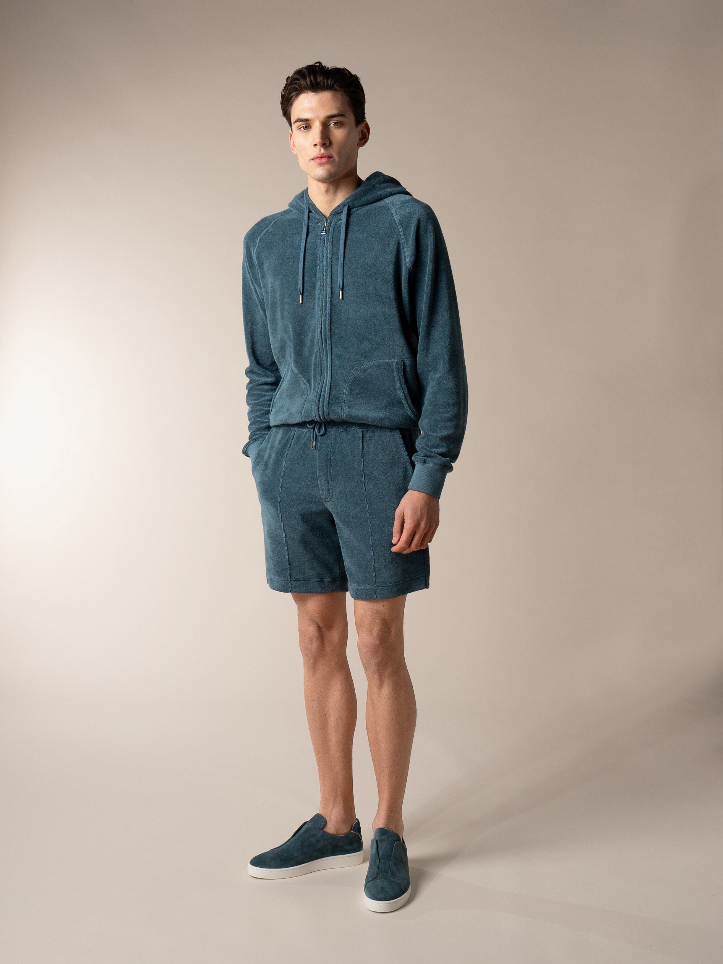 Sea Green Terry Towelling Leisure Shorts
