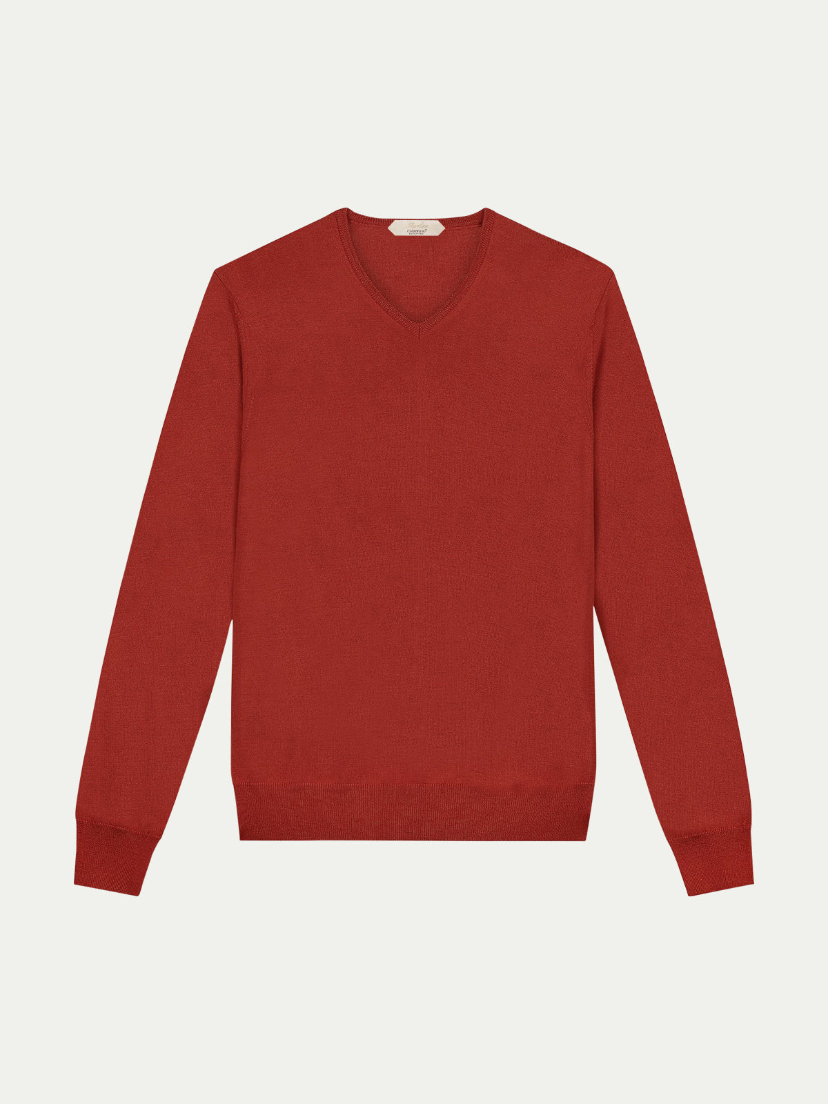 Extrafine Merino V-Neck Burnt Sienna