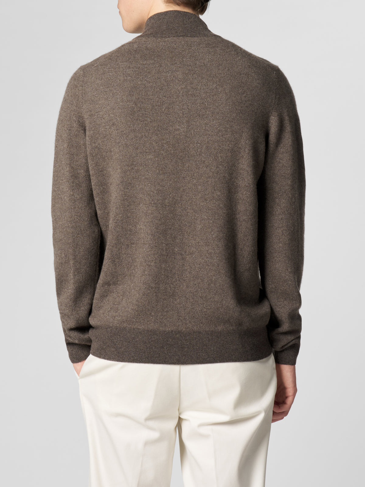 Dark Brown Jaquard Zipper Sweater