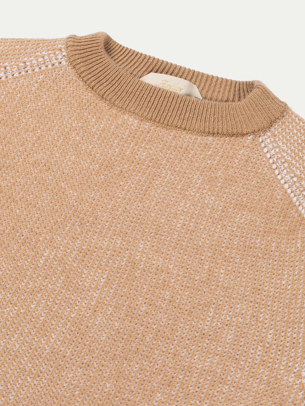 Beige Ribbed Crewneck Two-tone