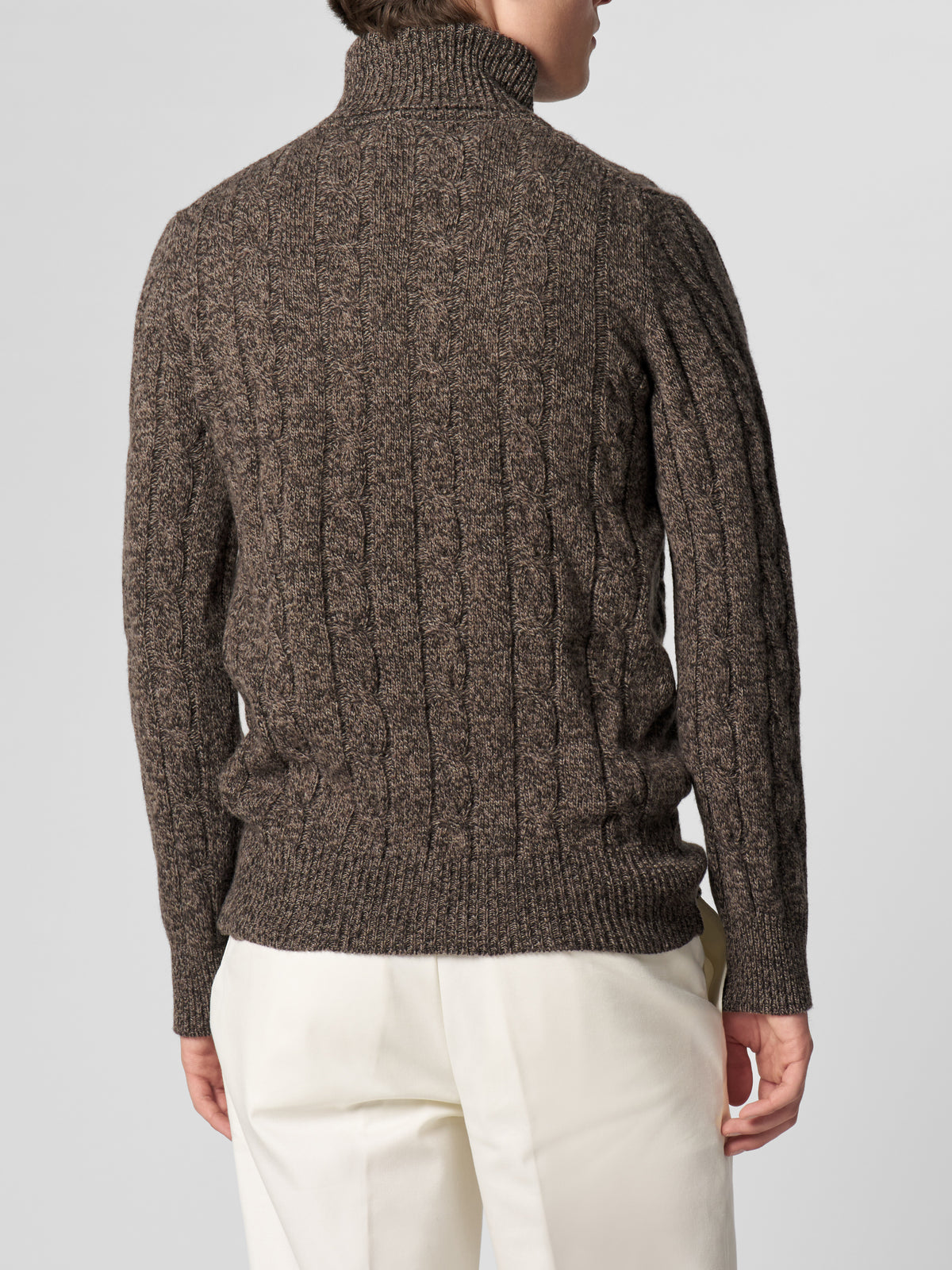 Brown Mouline Dolcevita Cable Knit Sweater