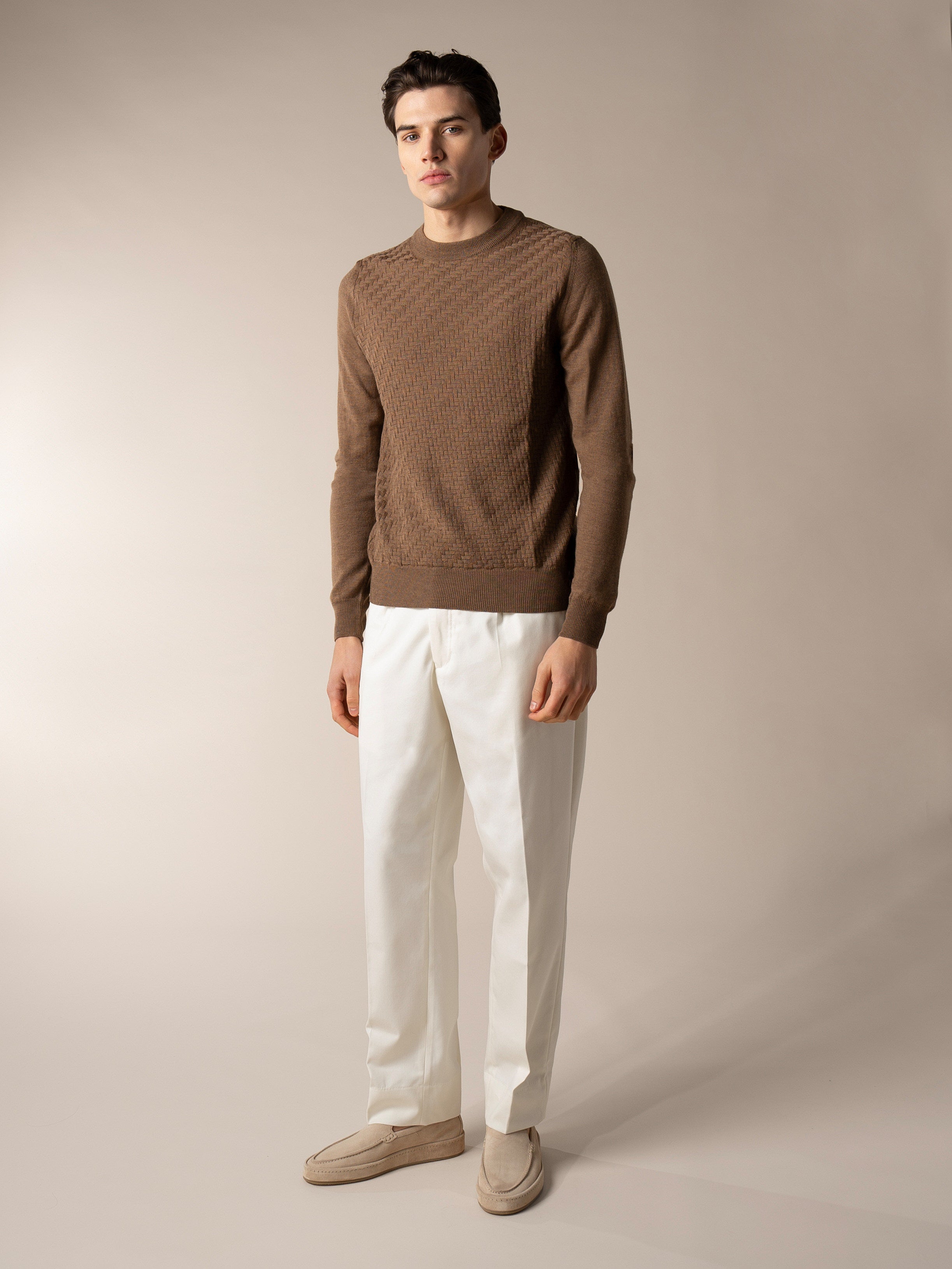 Brown City Crew Basket Weave
