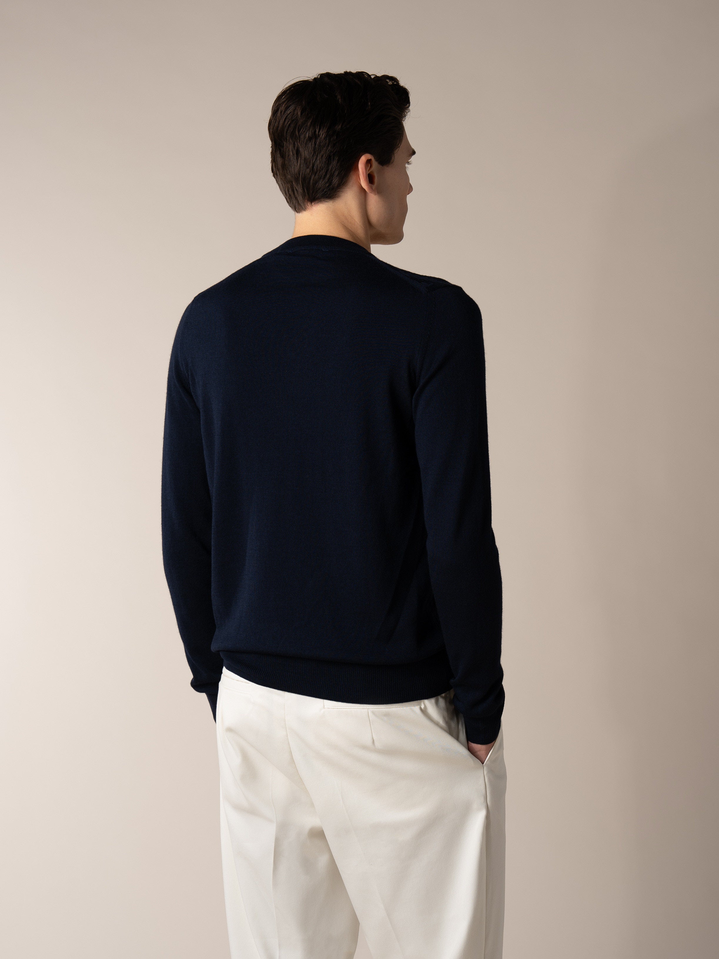 Navy City Crew Basket Weave