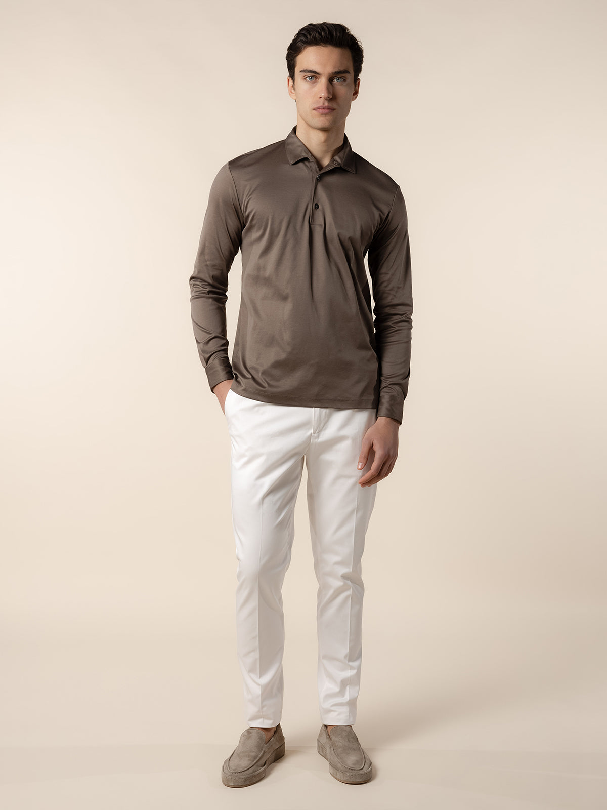 AUR1 Longsleeve Polo Ash Grey