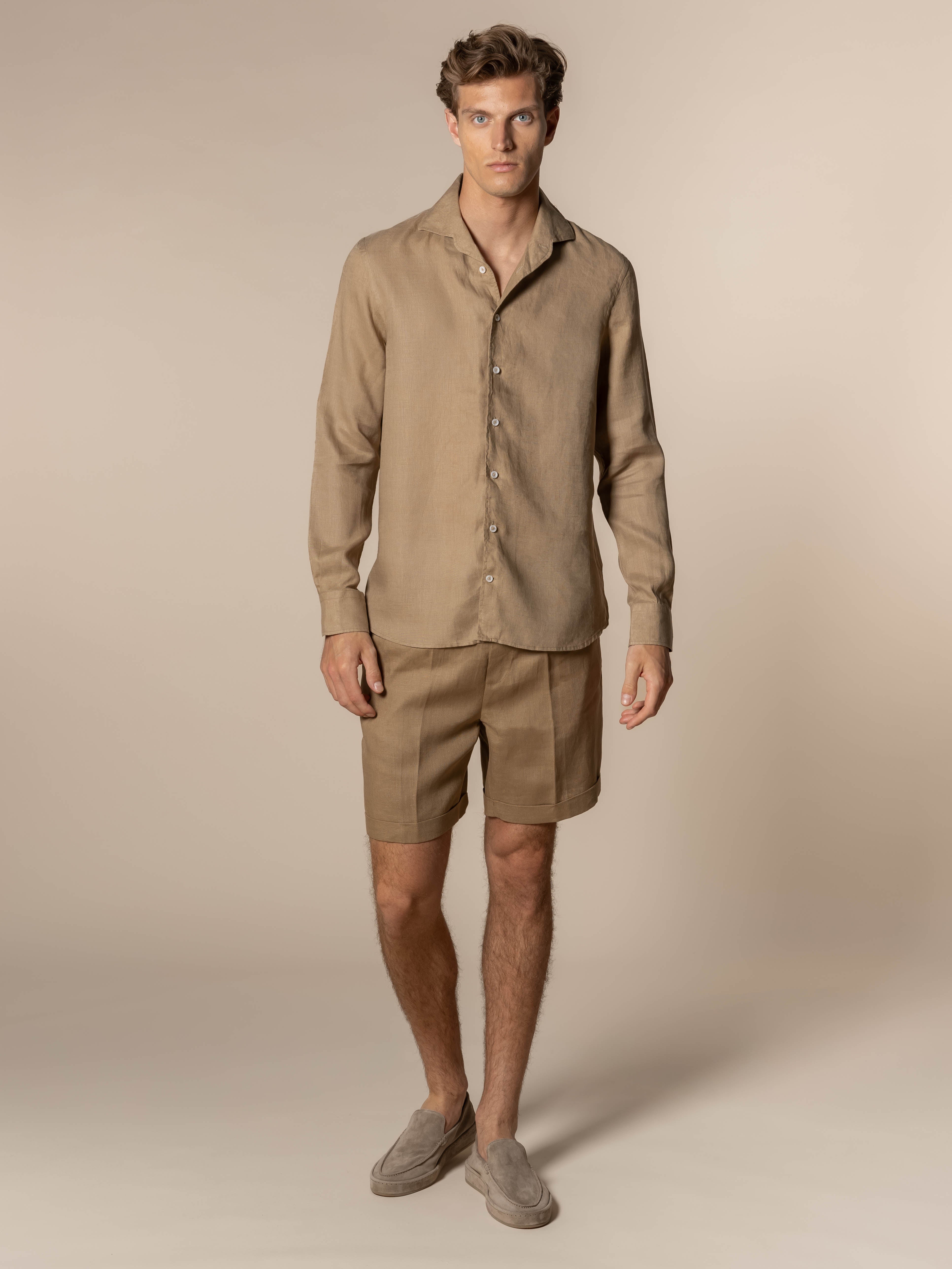 Dark Taupe Linen Seaside Shorts