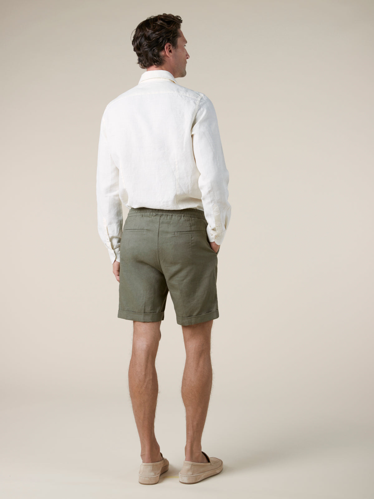 Olive Linen Seaside Shorts