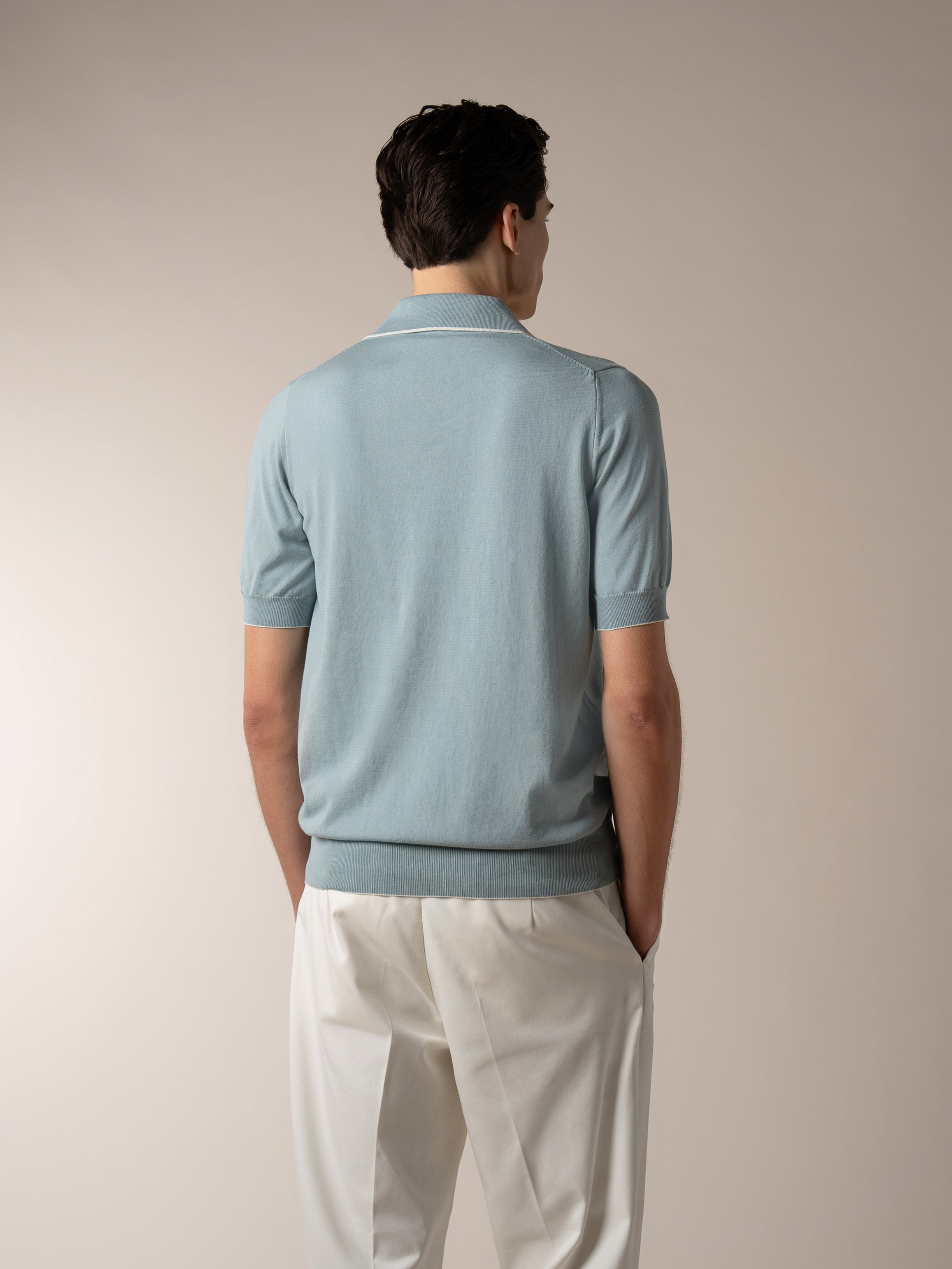 Shortsleeve Buttonless Polo Blue Turquoise