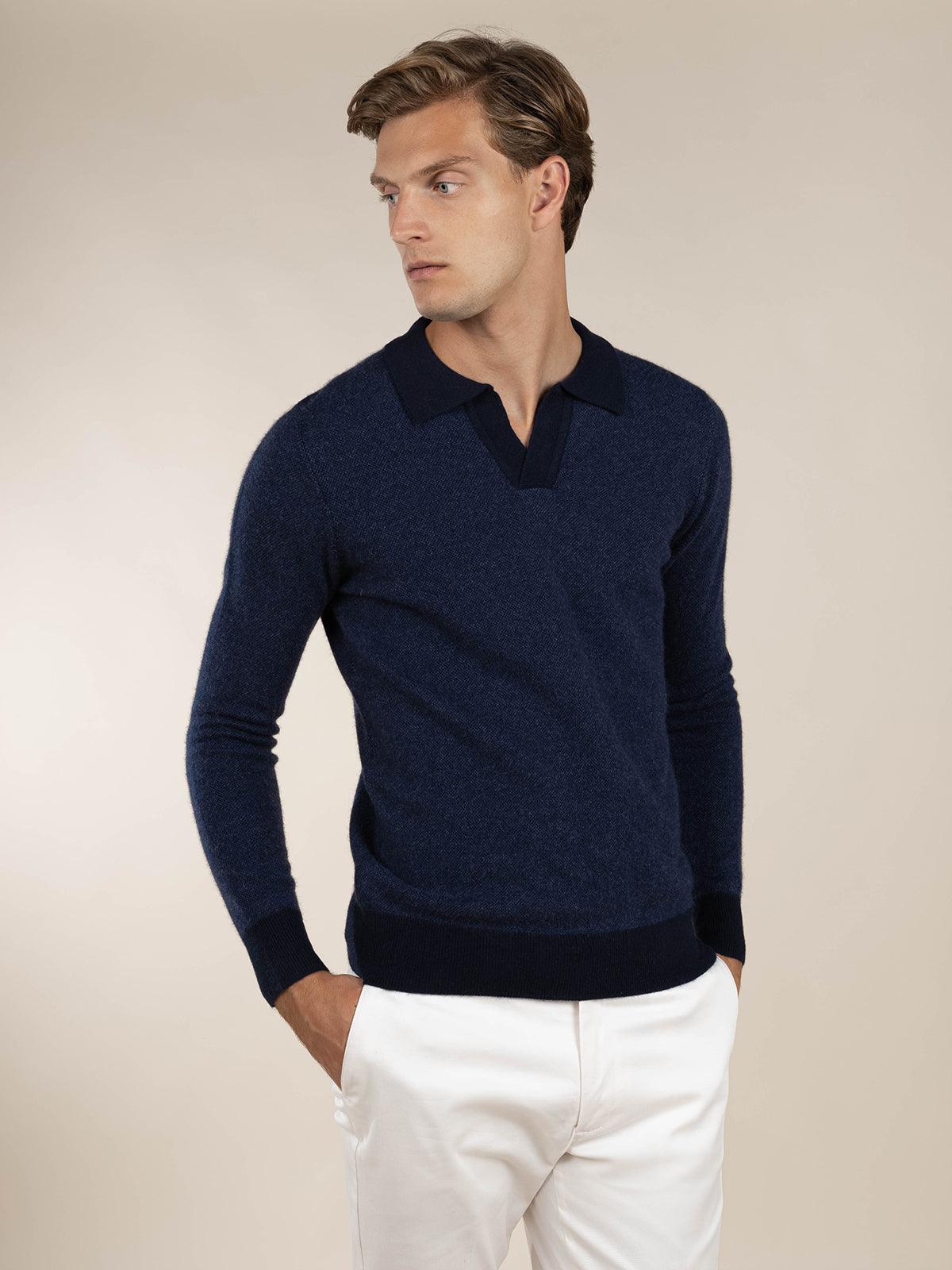 Navy Jaquard Polo