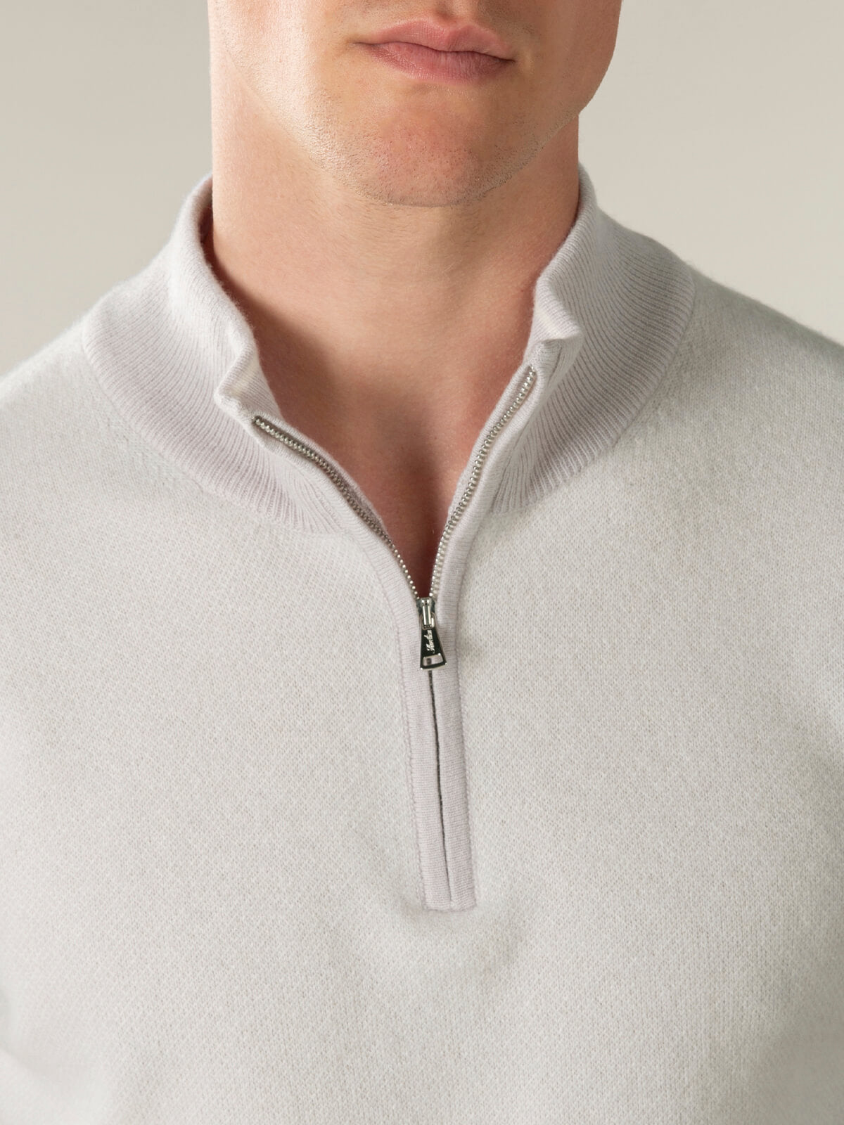 Light Grey Jaquard Zipper Sweater