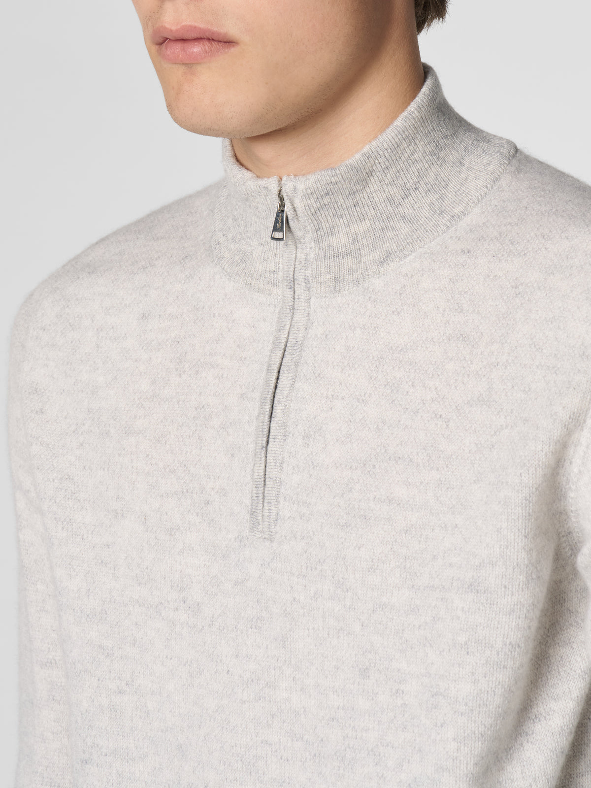 Light Grey Jaquard Zipper Sweater
