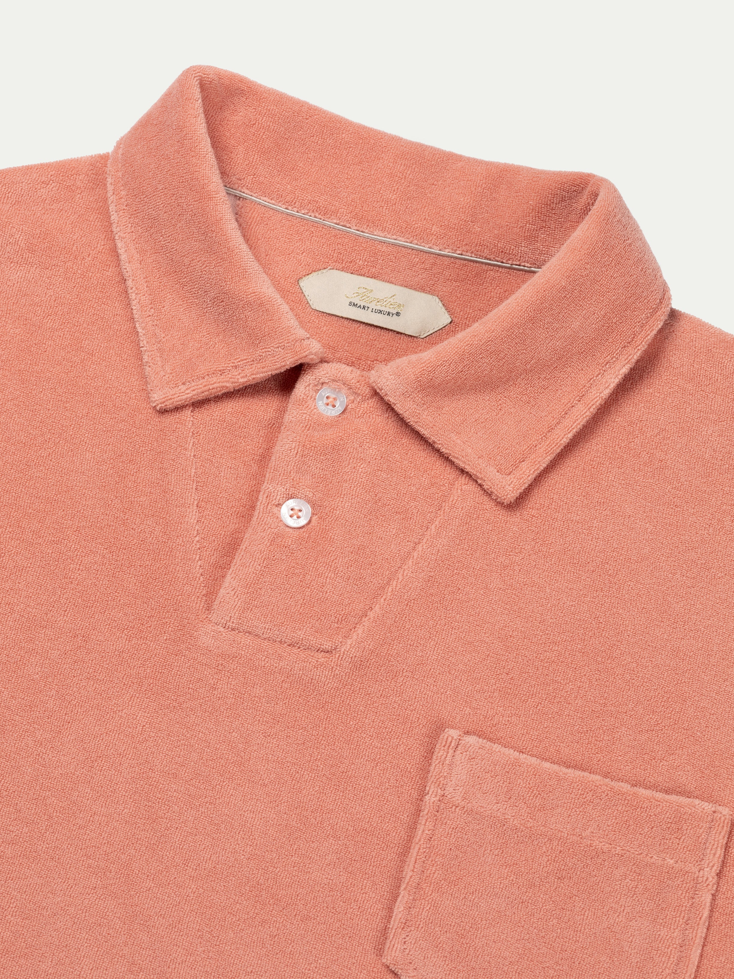 Coral Terry Towelling Polo Shirt