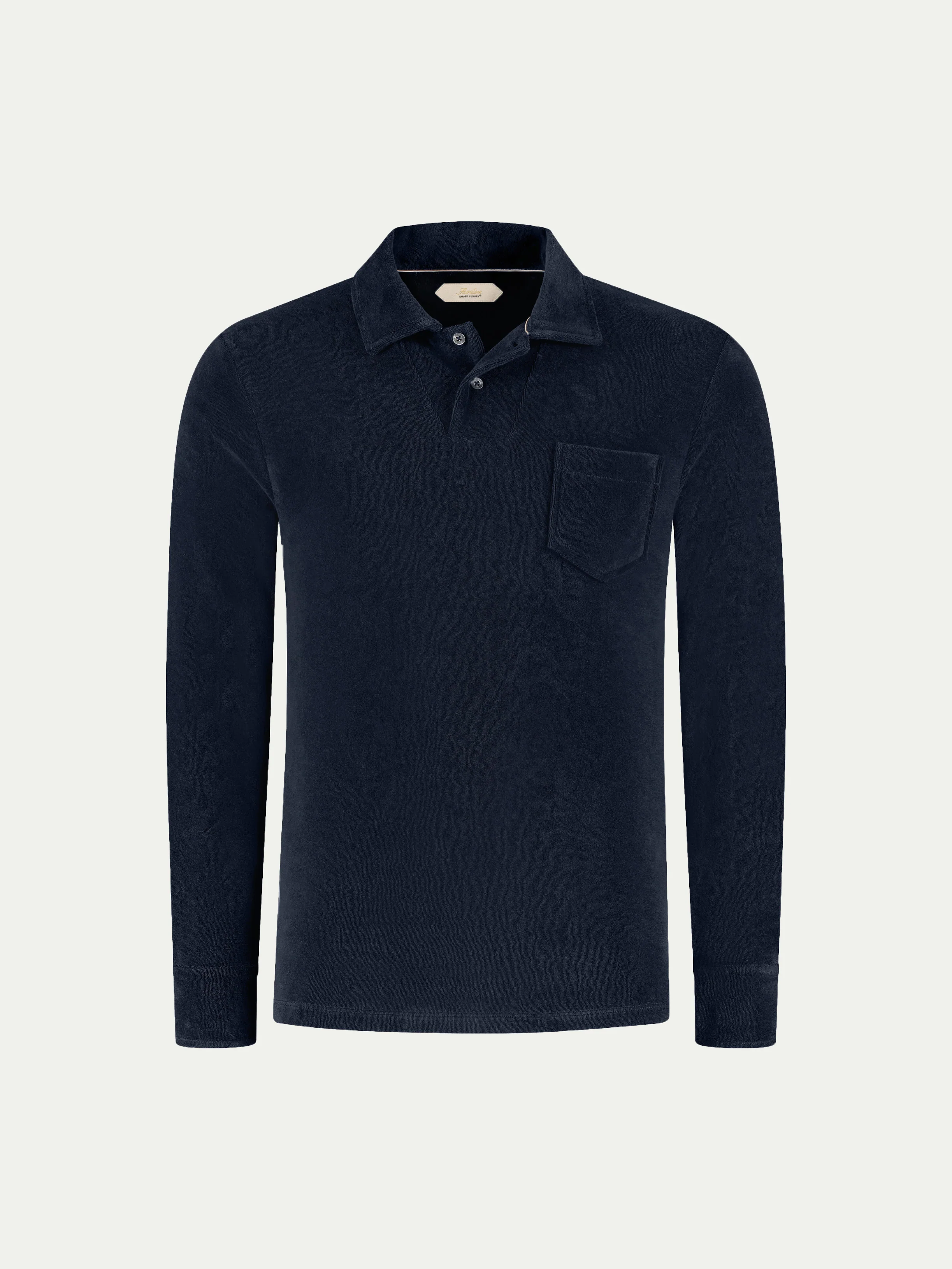Navy Terry Towelling Longsleeve Polo