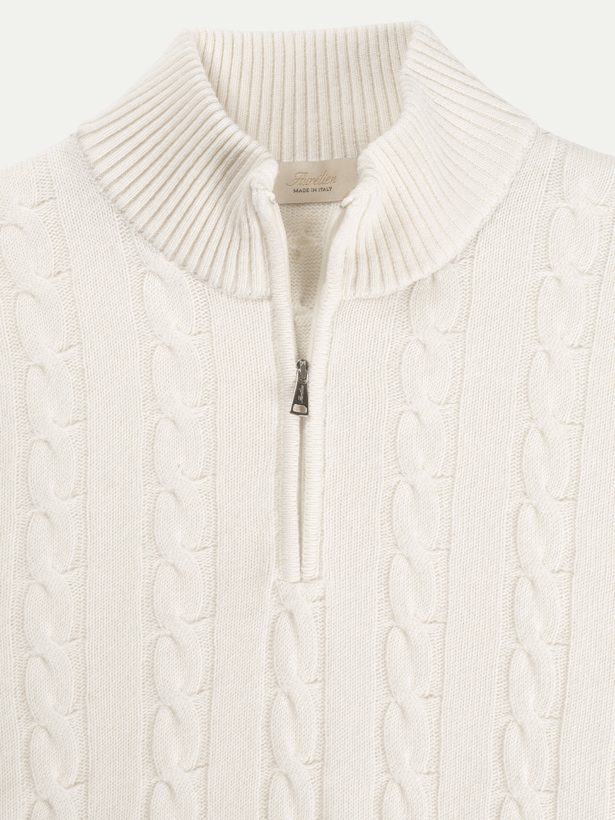Zipper Cable Sweater Ivory