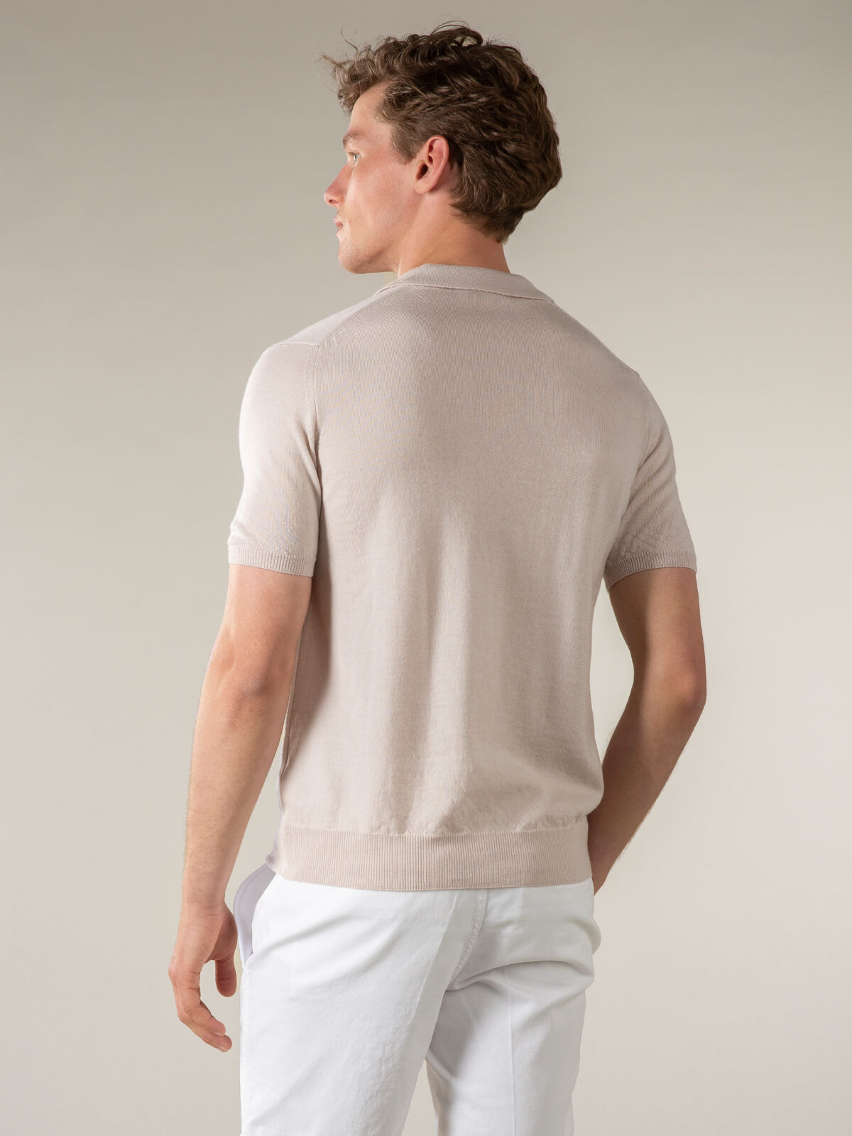 Shortsleeve Buttonless Polo Ecru