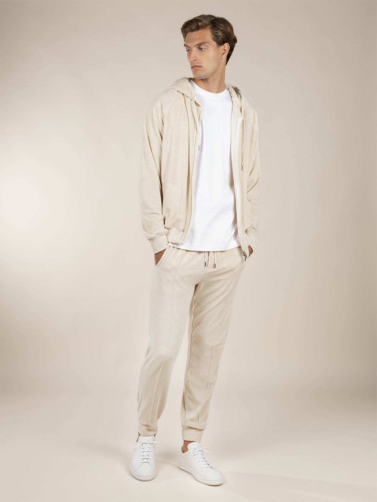 Shell Terry Towelling Zipper Vest