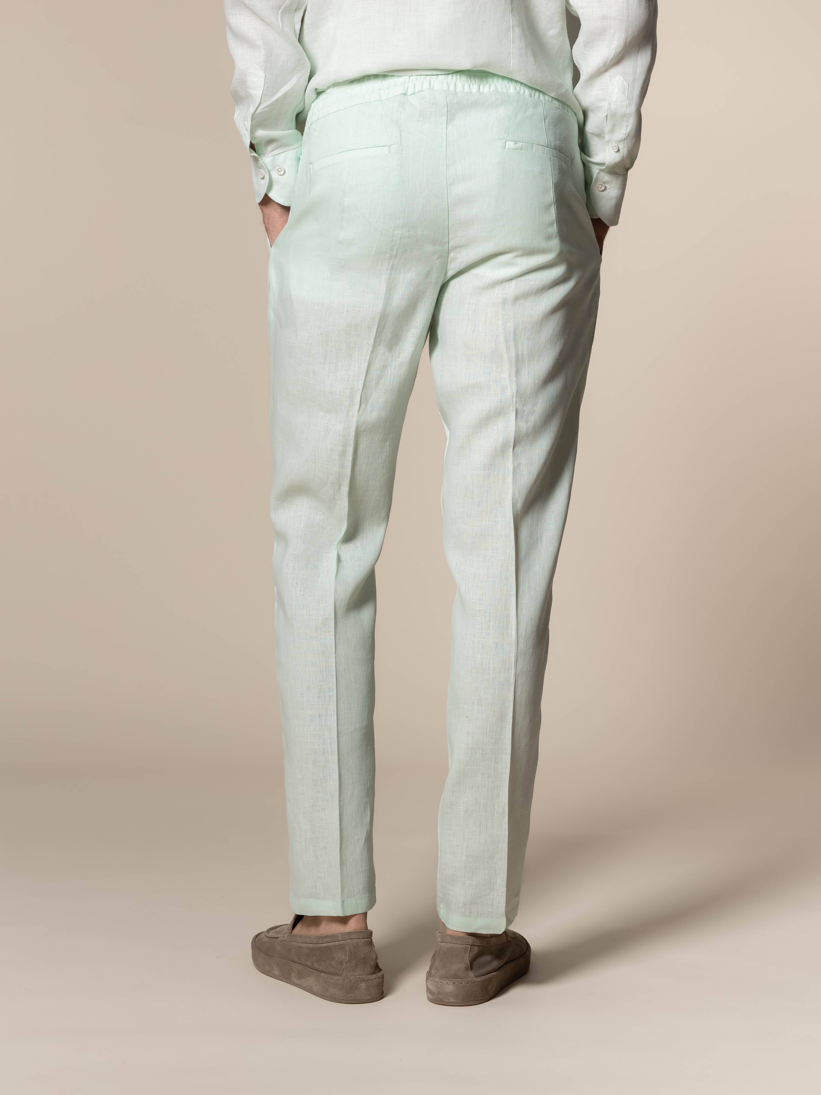 Light Aqua Linen Seaside Trousers