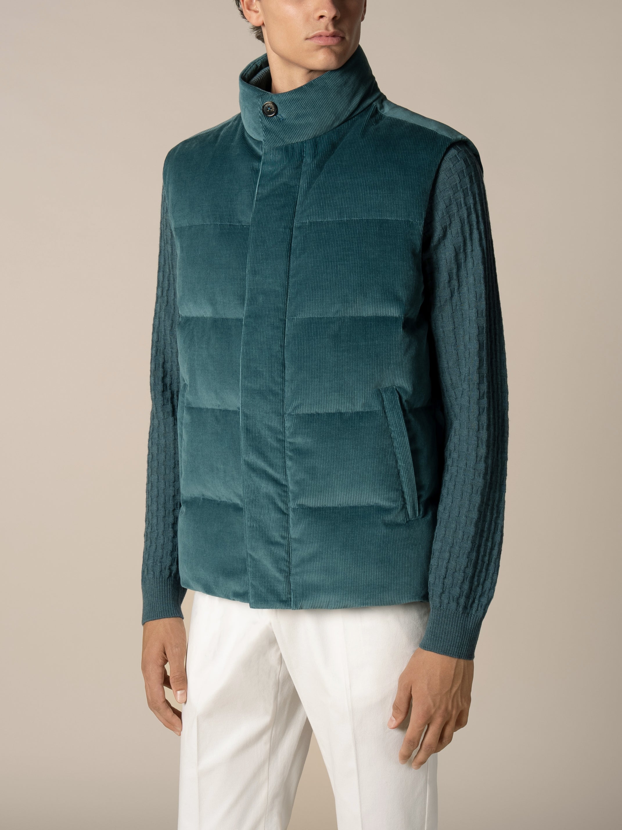 Corduroy AUR1 Body Warmer | Dark Aquamarine