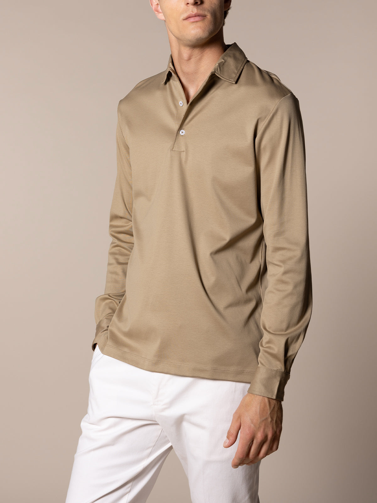 AUR1 Longsleeve Polo Dark Taupe