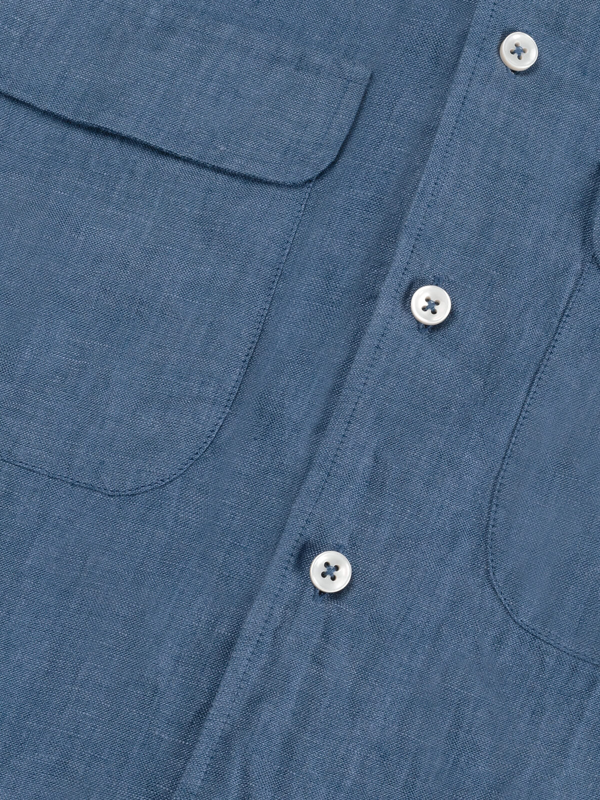 Mid Blue Linen Pocket Shirt