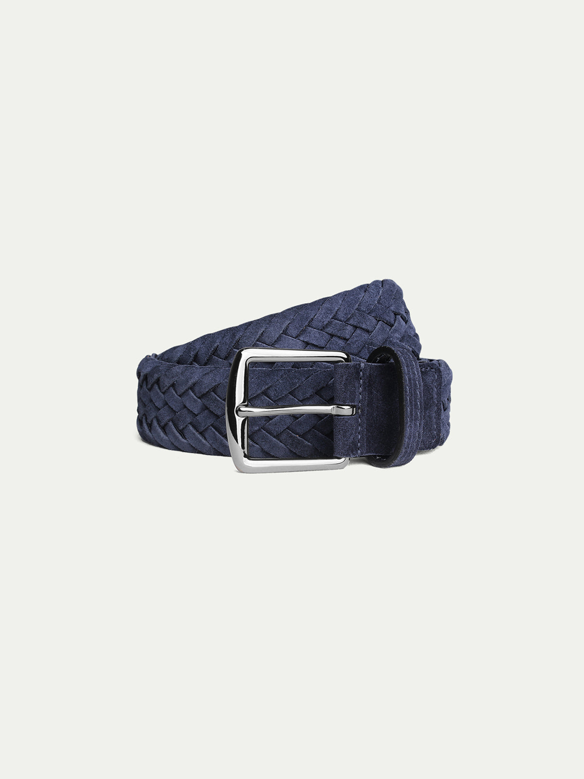Navy Woven Suede Belt Aurelien