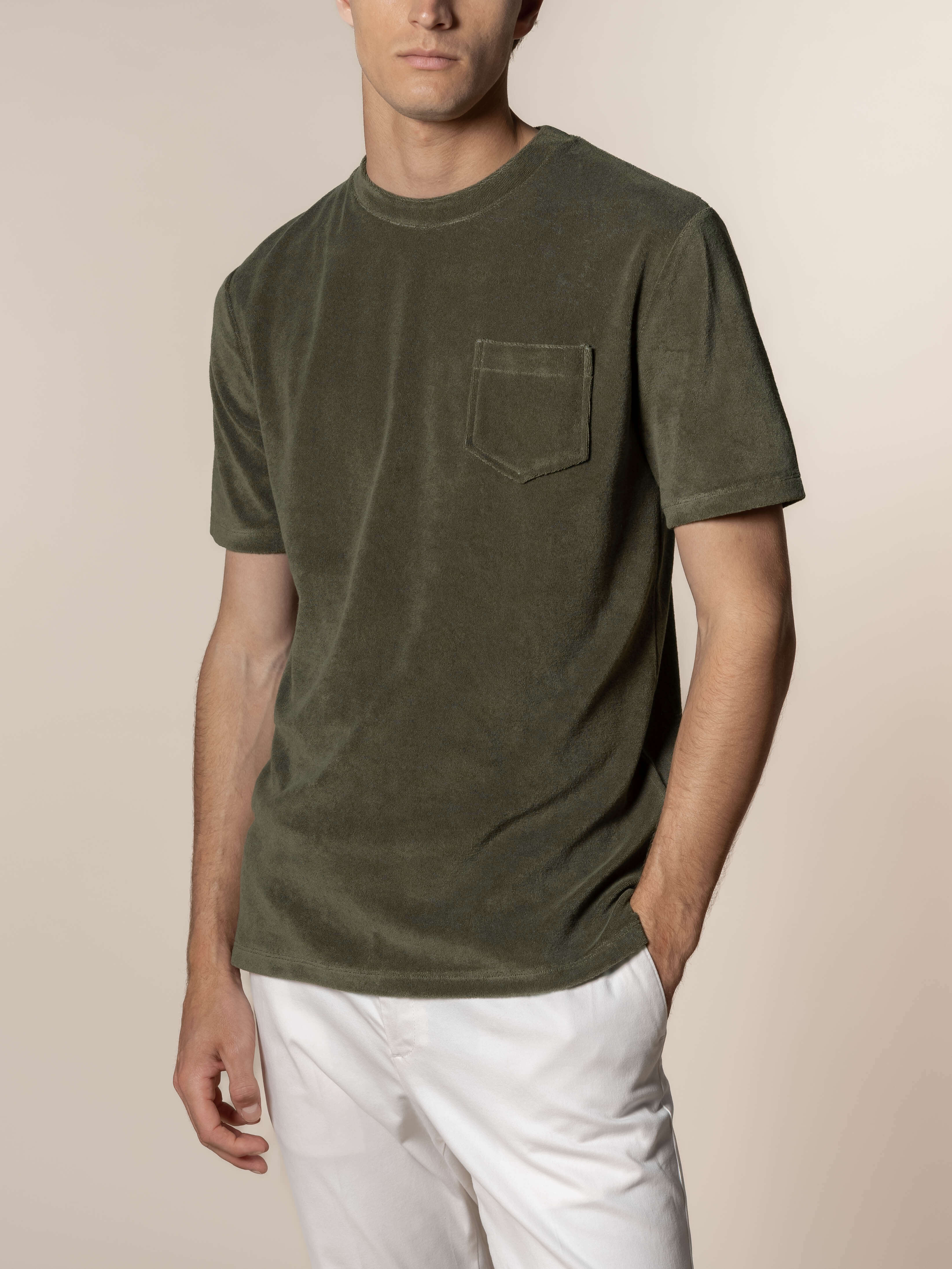 Olive Terry Towelling T-Shirt