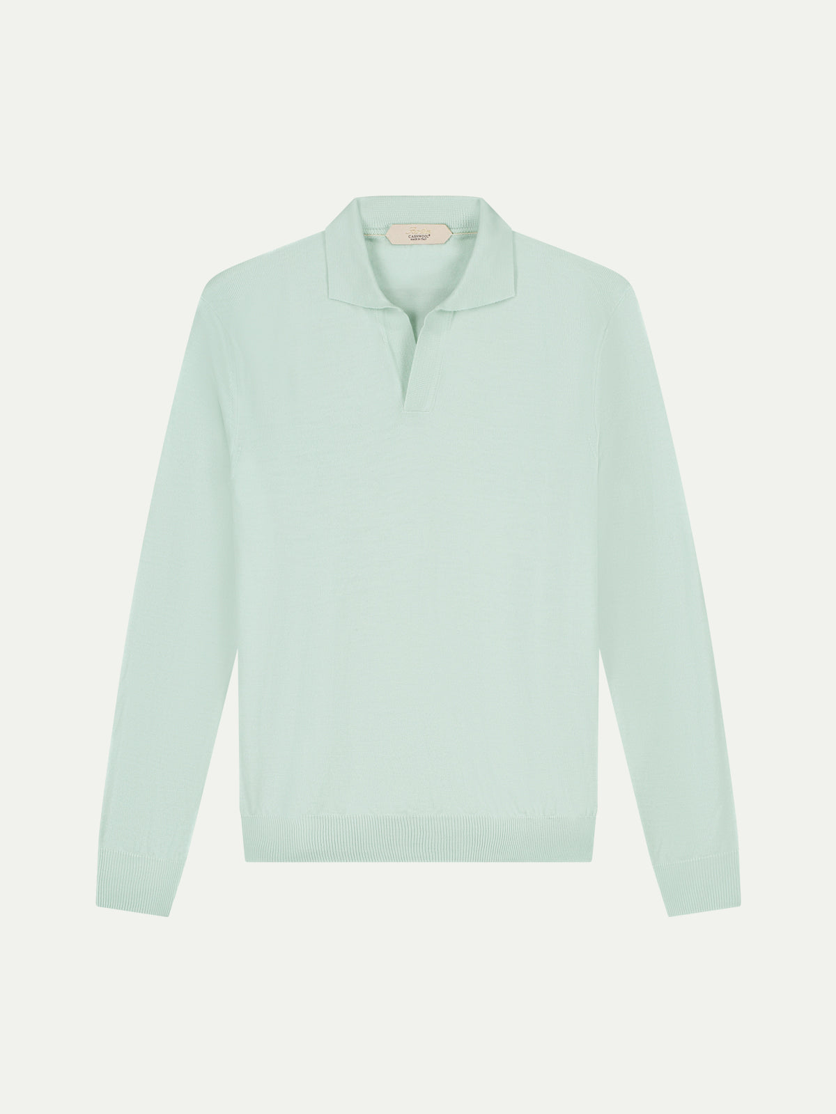 Extrafine Merino Buttonless Polo Light Aqua