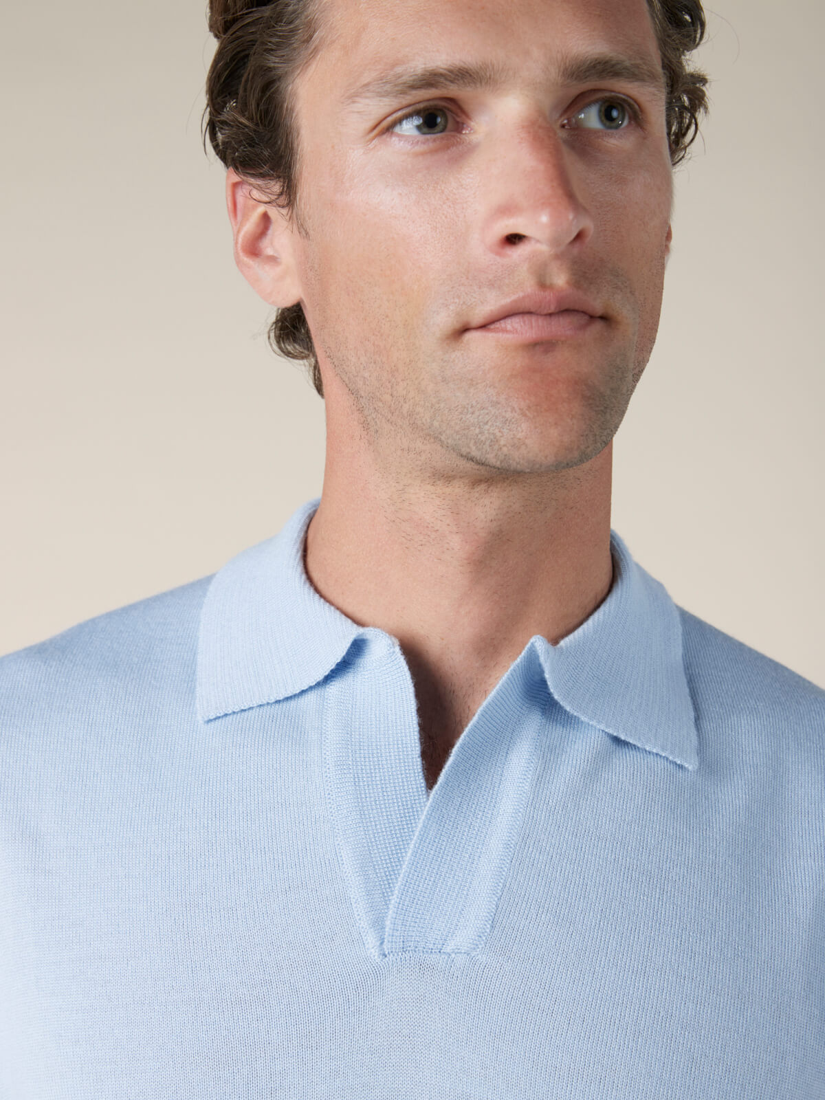 Shortsleeve Buttonless Polo Light Blue