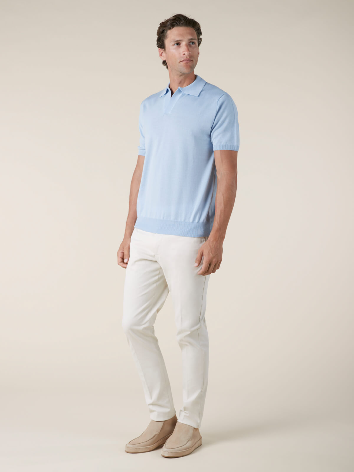 Shortsleeve Buttonless Polo Light Blue