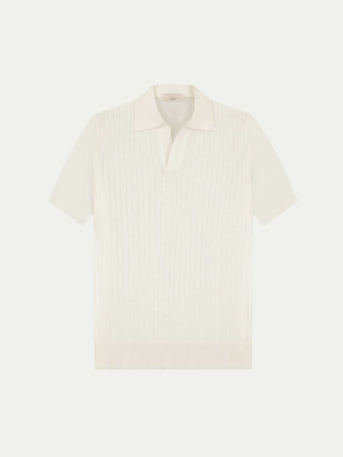 Shortsleeve Buttonless Ribbed Polo Ivory
